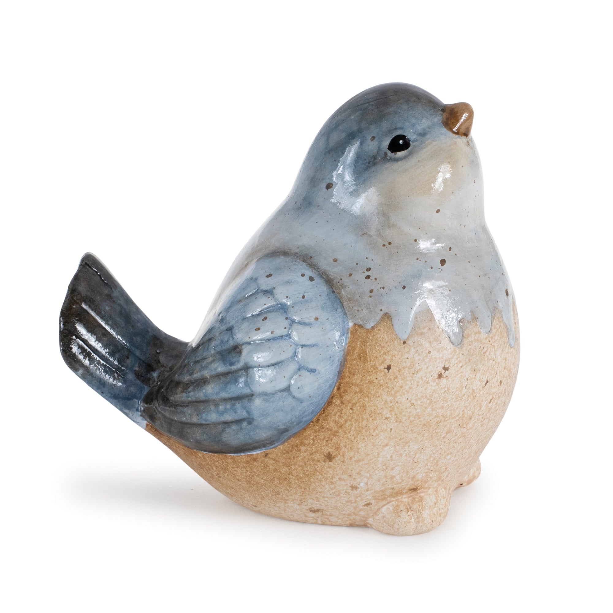 Ceramic Bird Figurines with Unglazed Accents, Set of 3