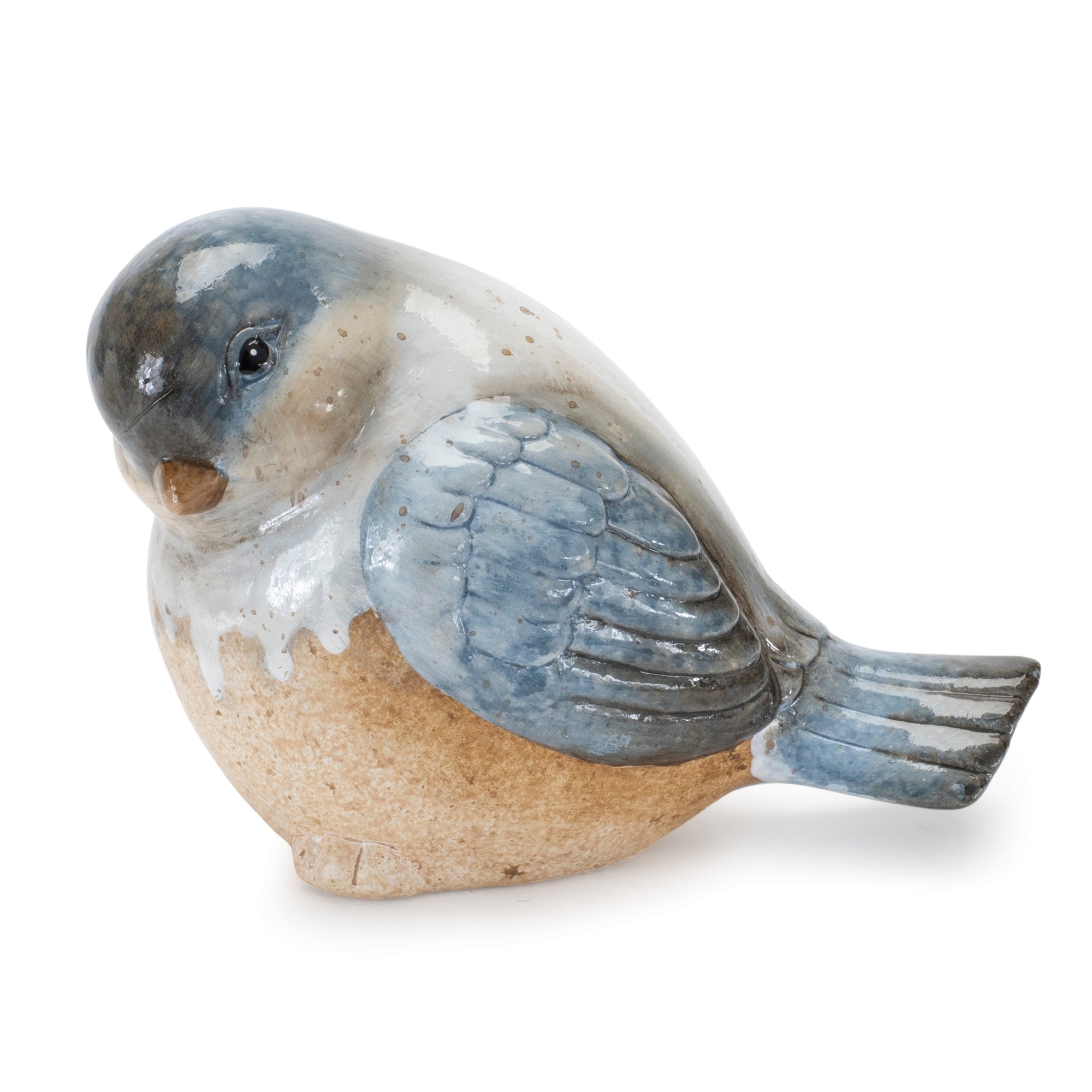Ceramic Bird Figurines with Unglazed Accents, Set of 3