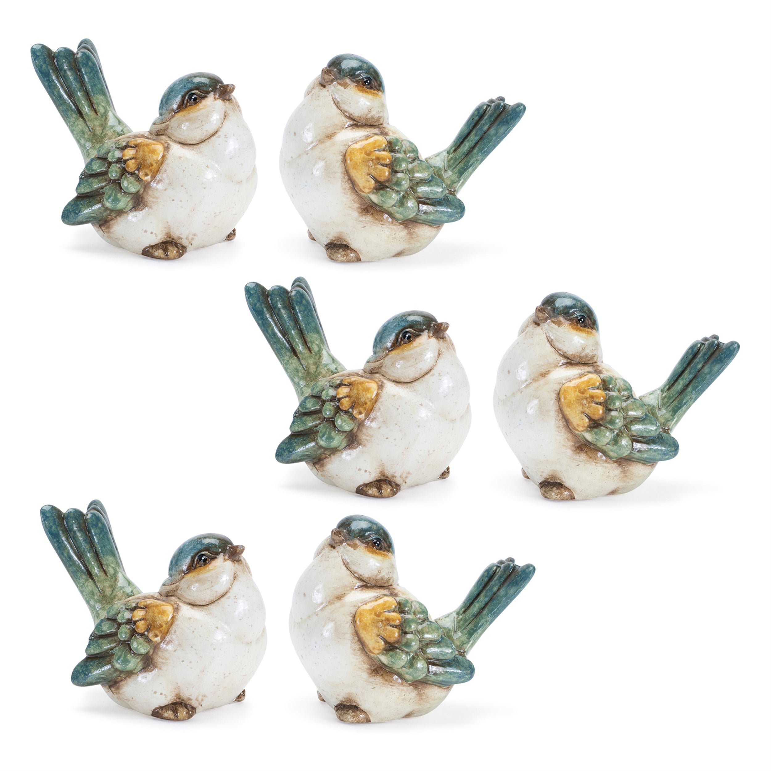 Terra Cotta Bird Figurine, Set of 6