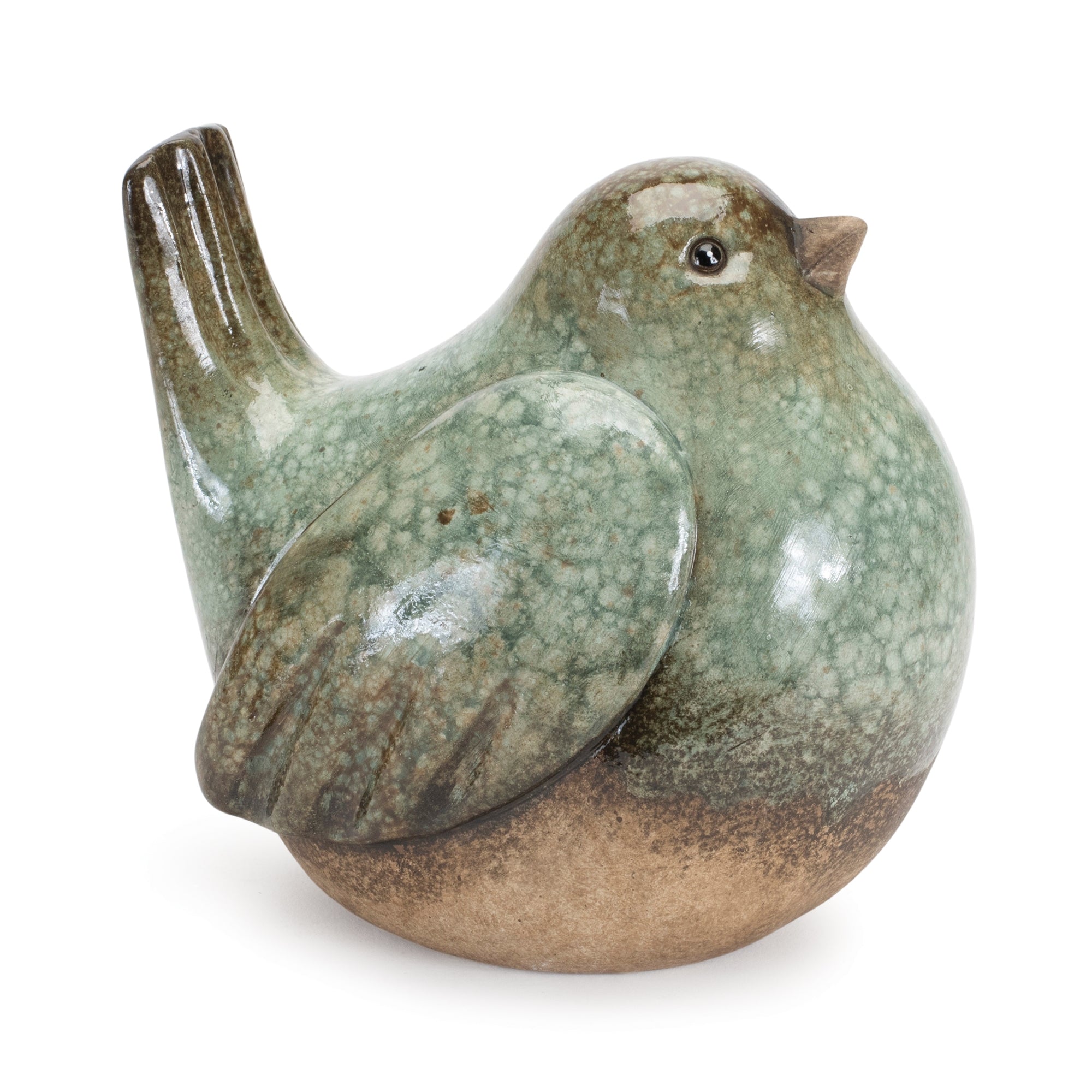 Ceramic Bird Figurines with Unglazed Accents, Set of 4