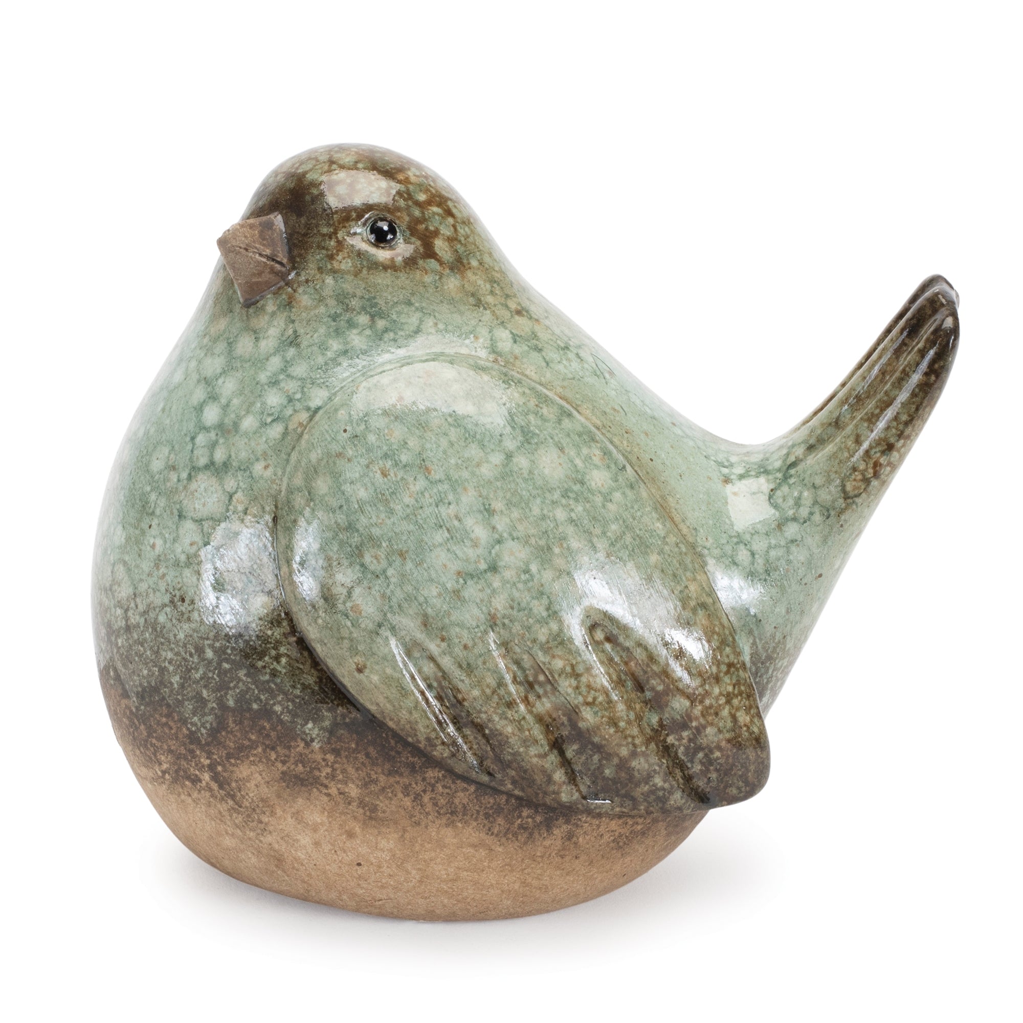 Ceramic Bird Figurines with Unglazed Accents, Set of 4
