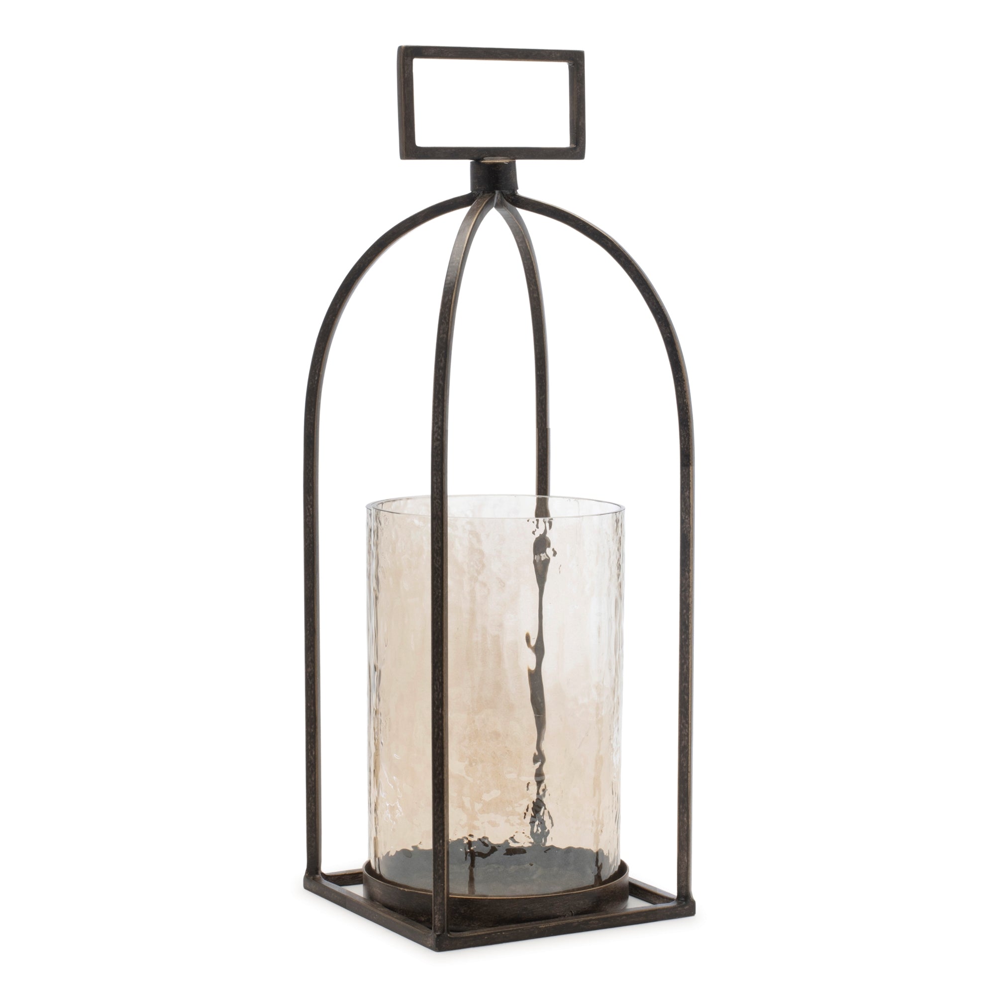 Arched Iron Candle Holder with Glass Hurricane