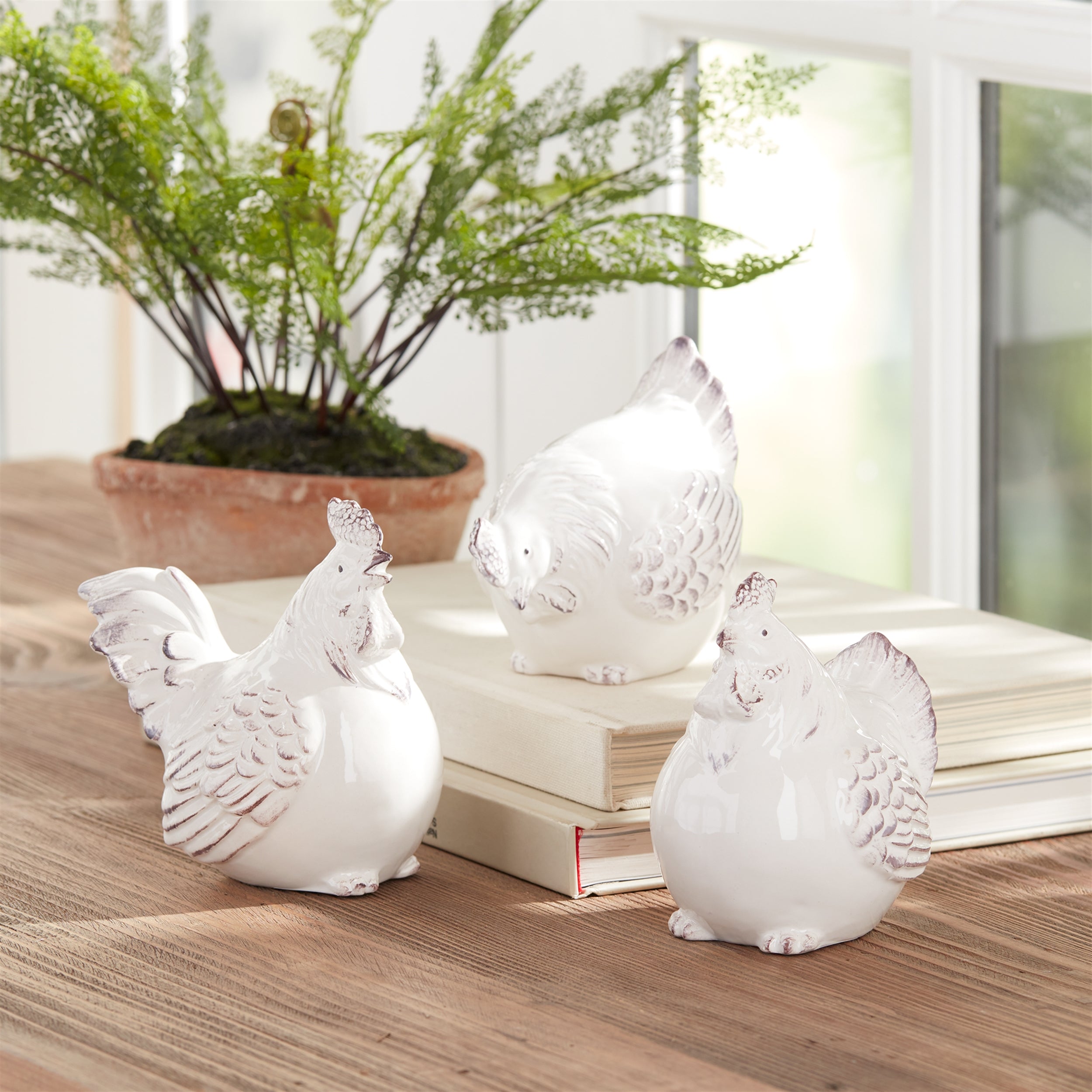 Ceramic Chicken Decor, Set of 6