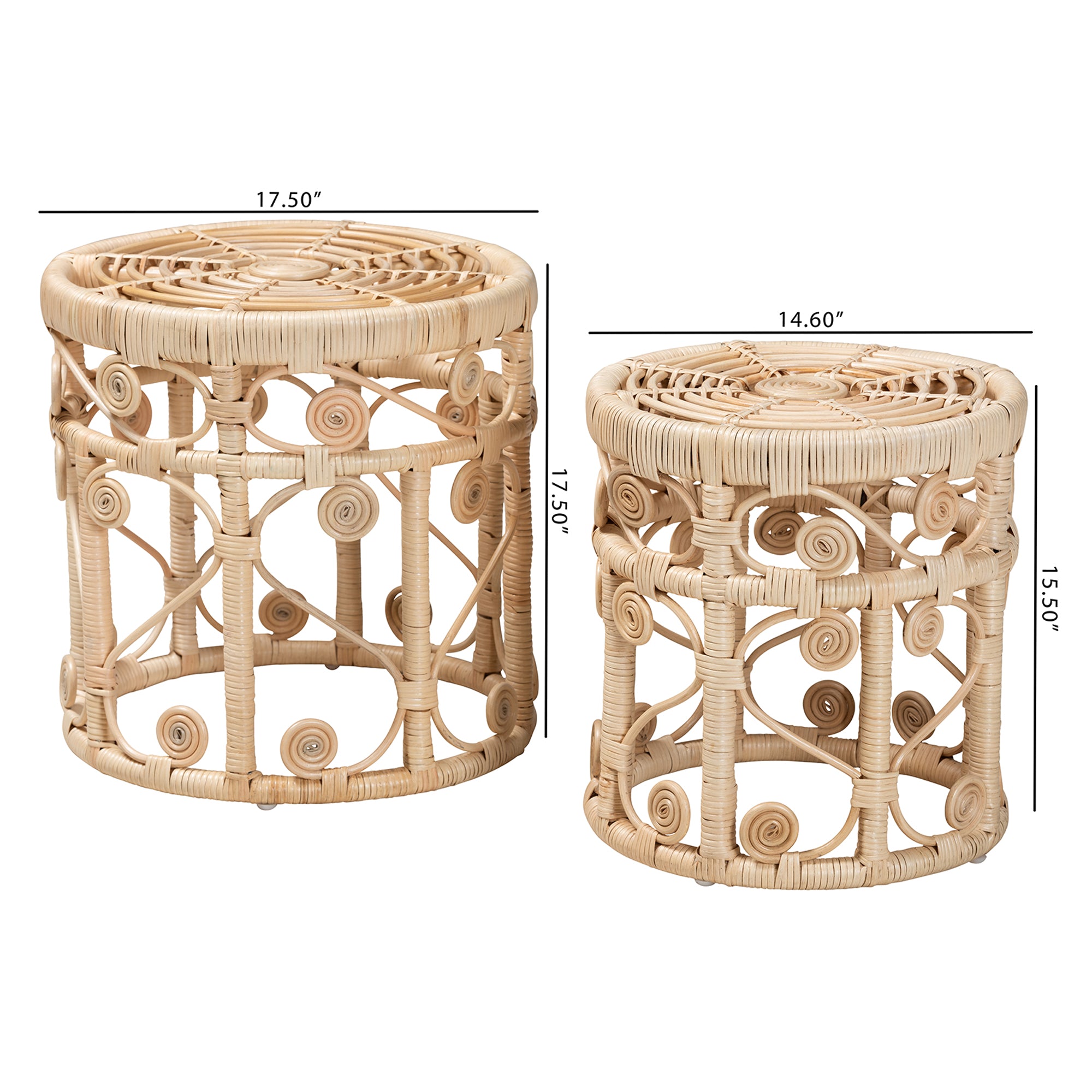Binay Rattan 2-Piece Nesting End Table Set