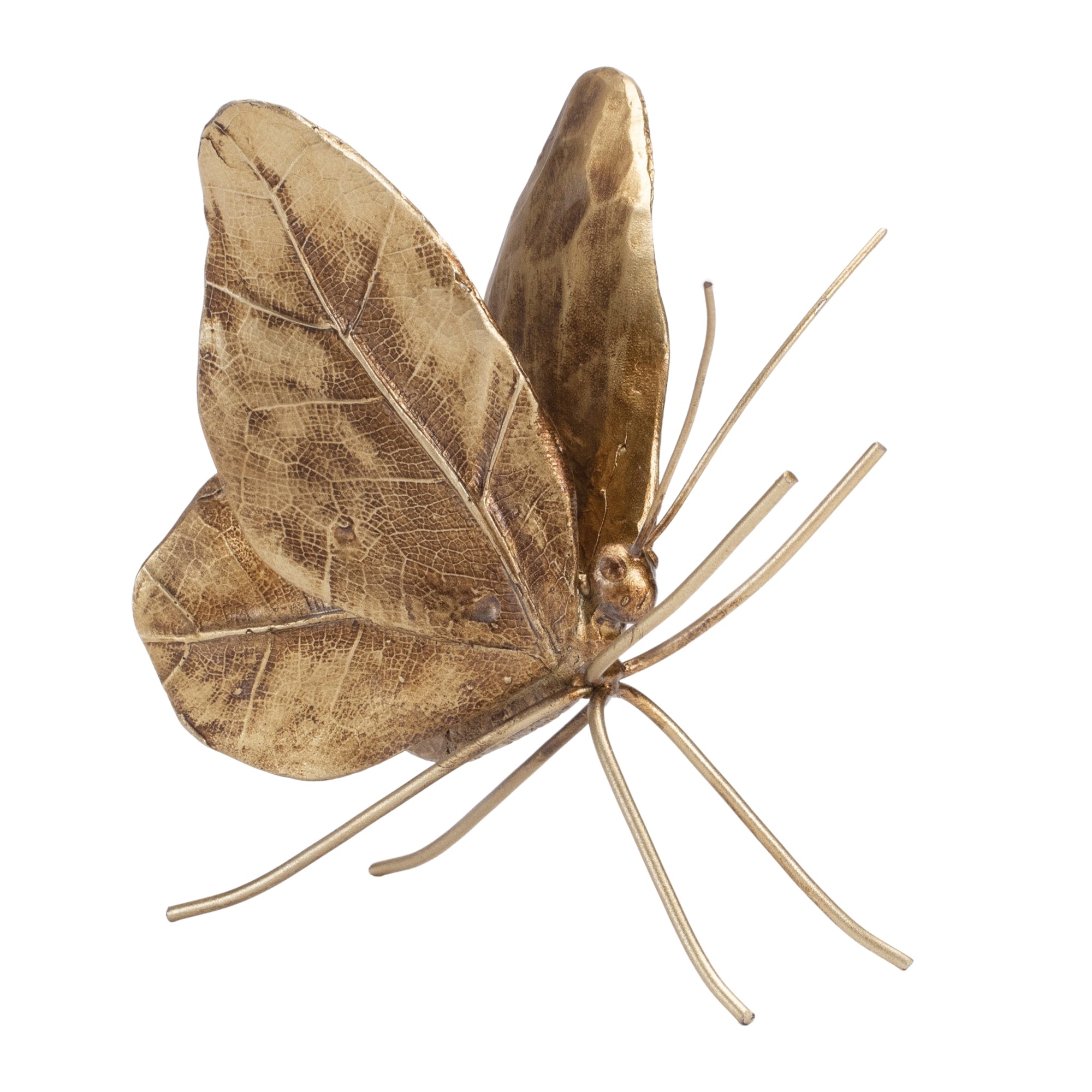 Leaf Butterfly Shelf Sitter in Gold, Set of 2