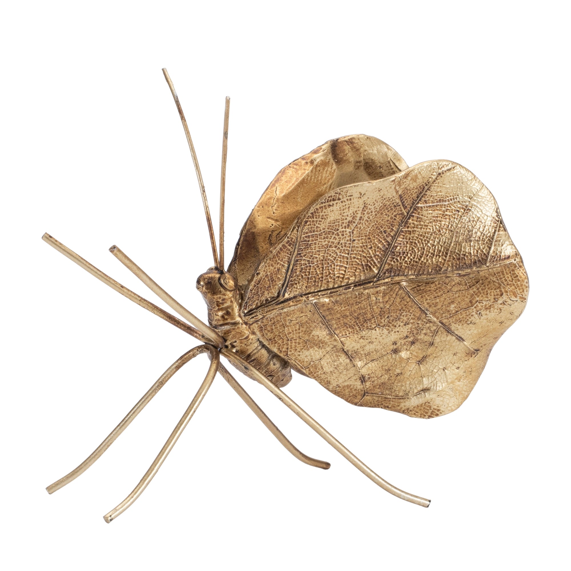 Leaf Butterfly Shelf Sitter in Gold, Set of 2