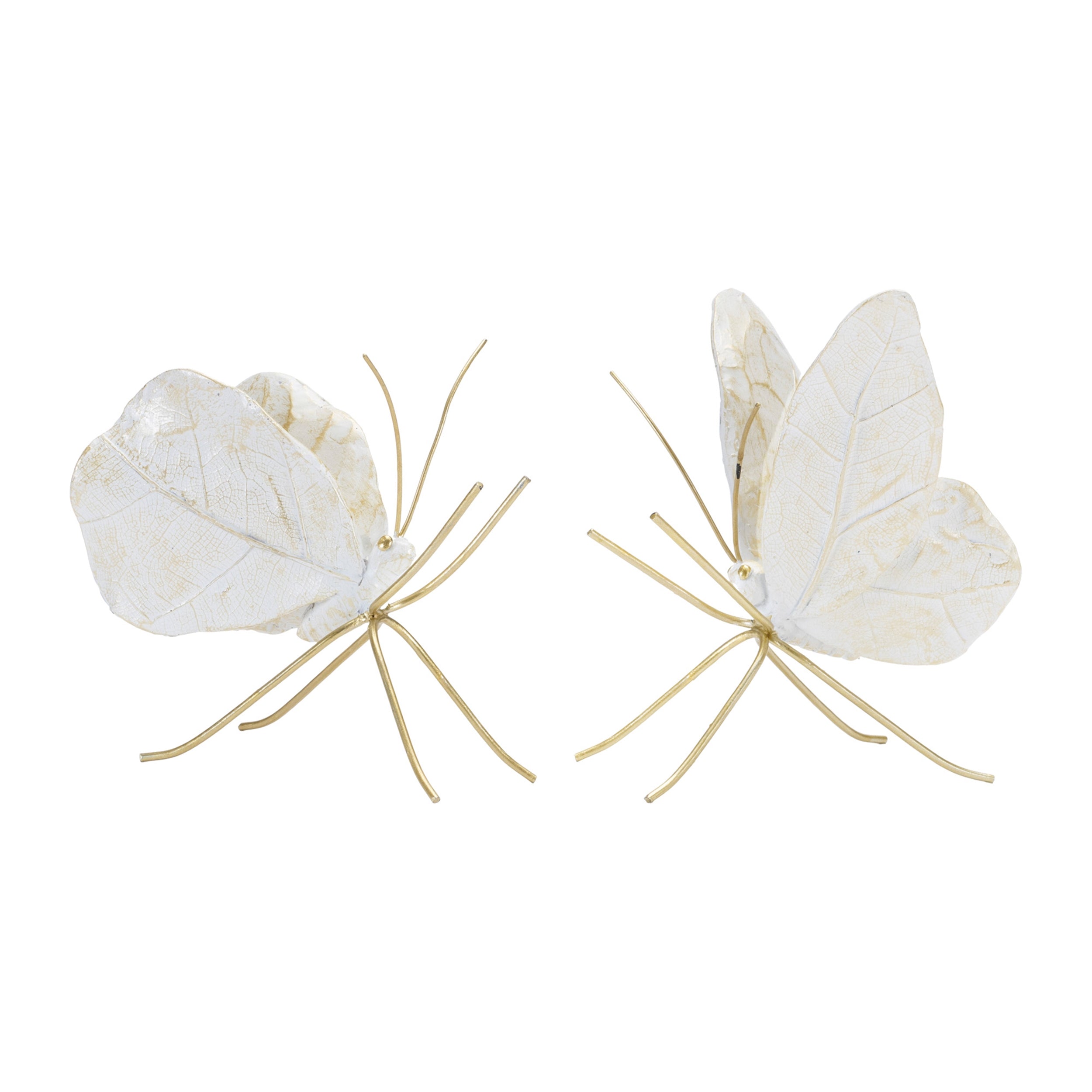 Leaf Butterfly Shelf Sitter in White, Set of 2