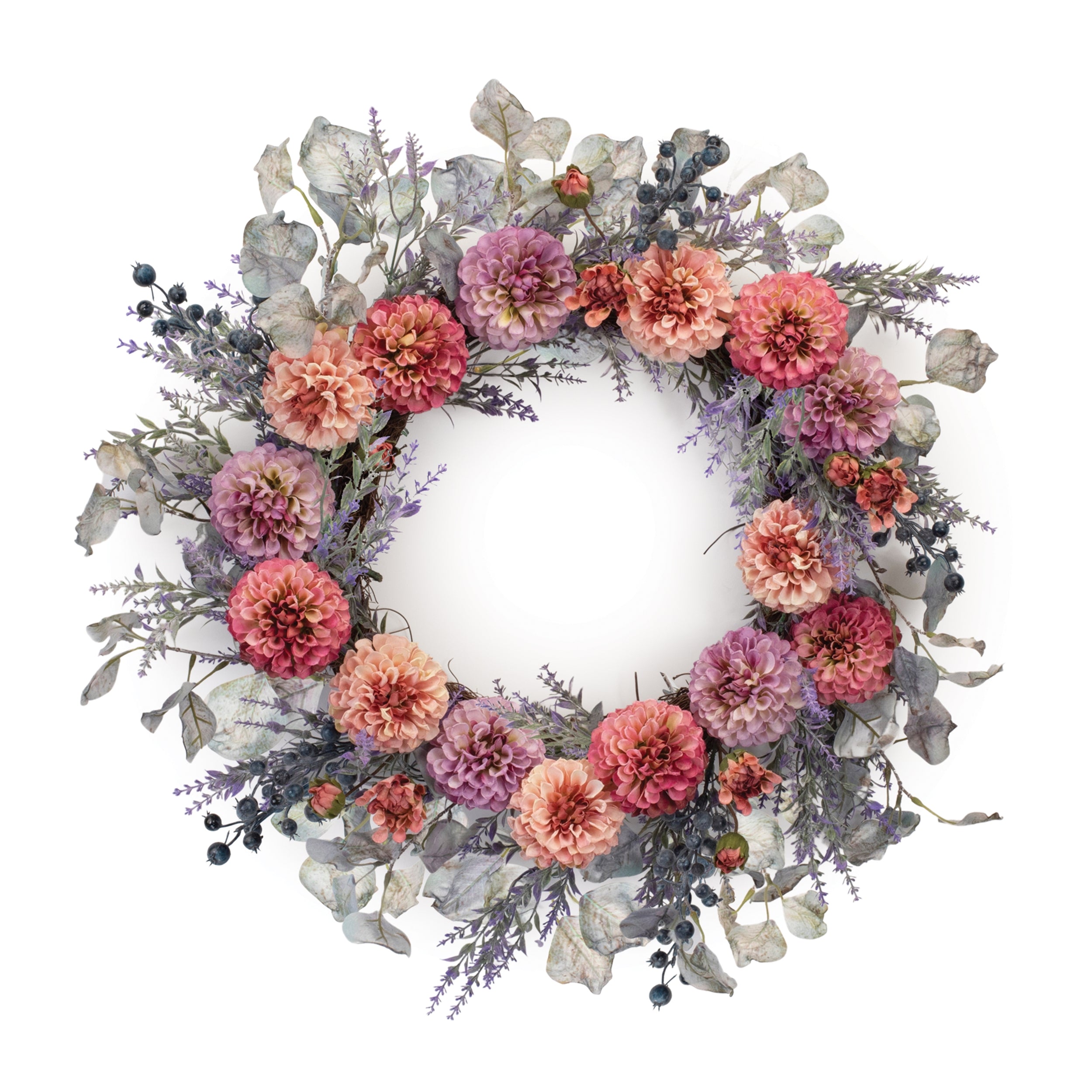 Mixed Zinnia Floral Wreath