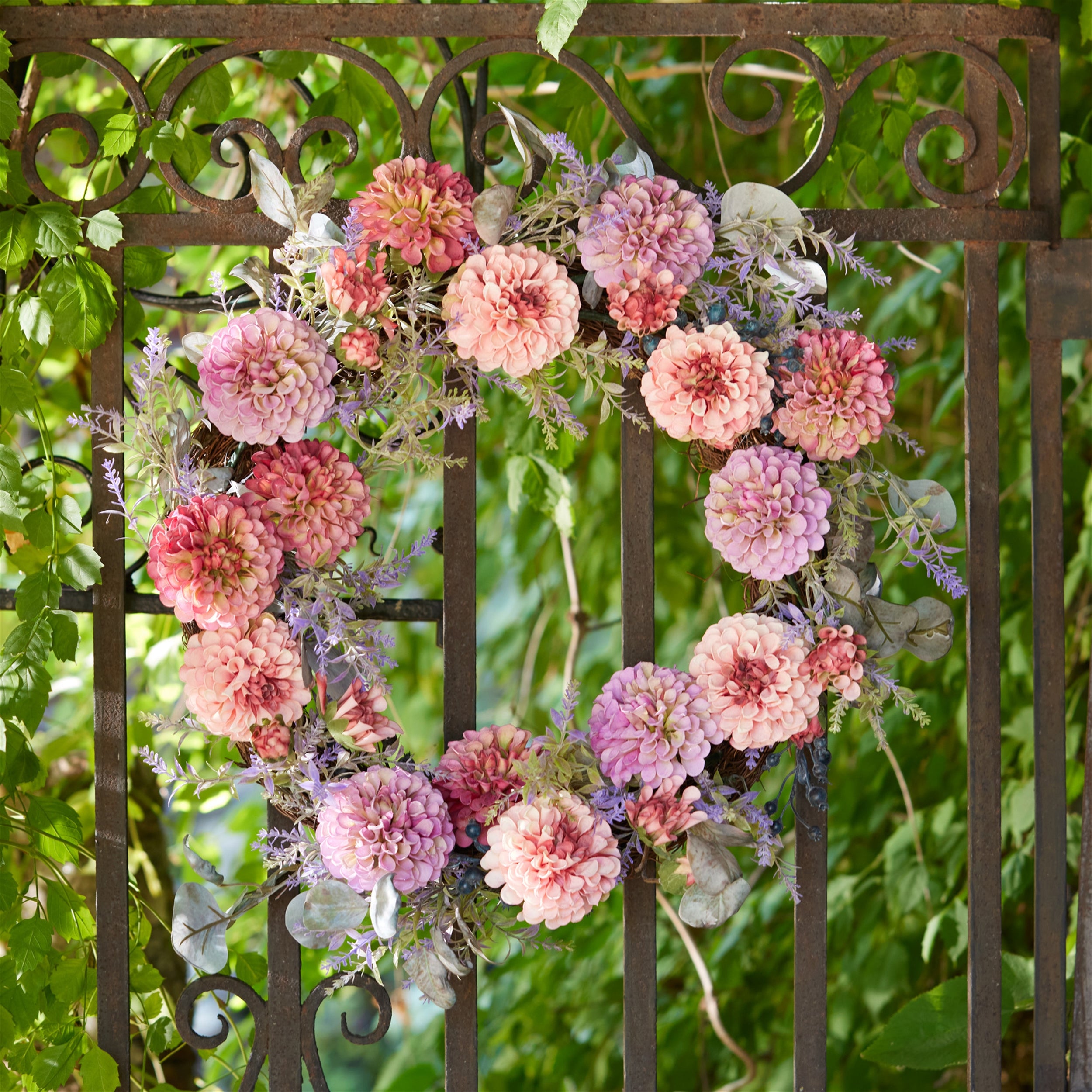 Mixed Zinnia Floral Wreath