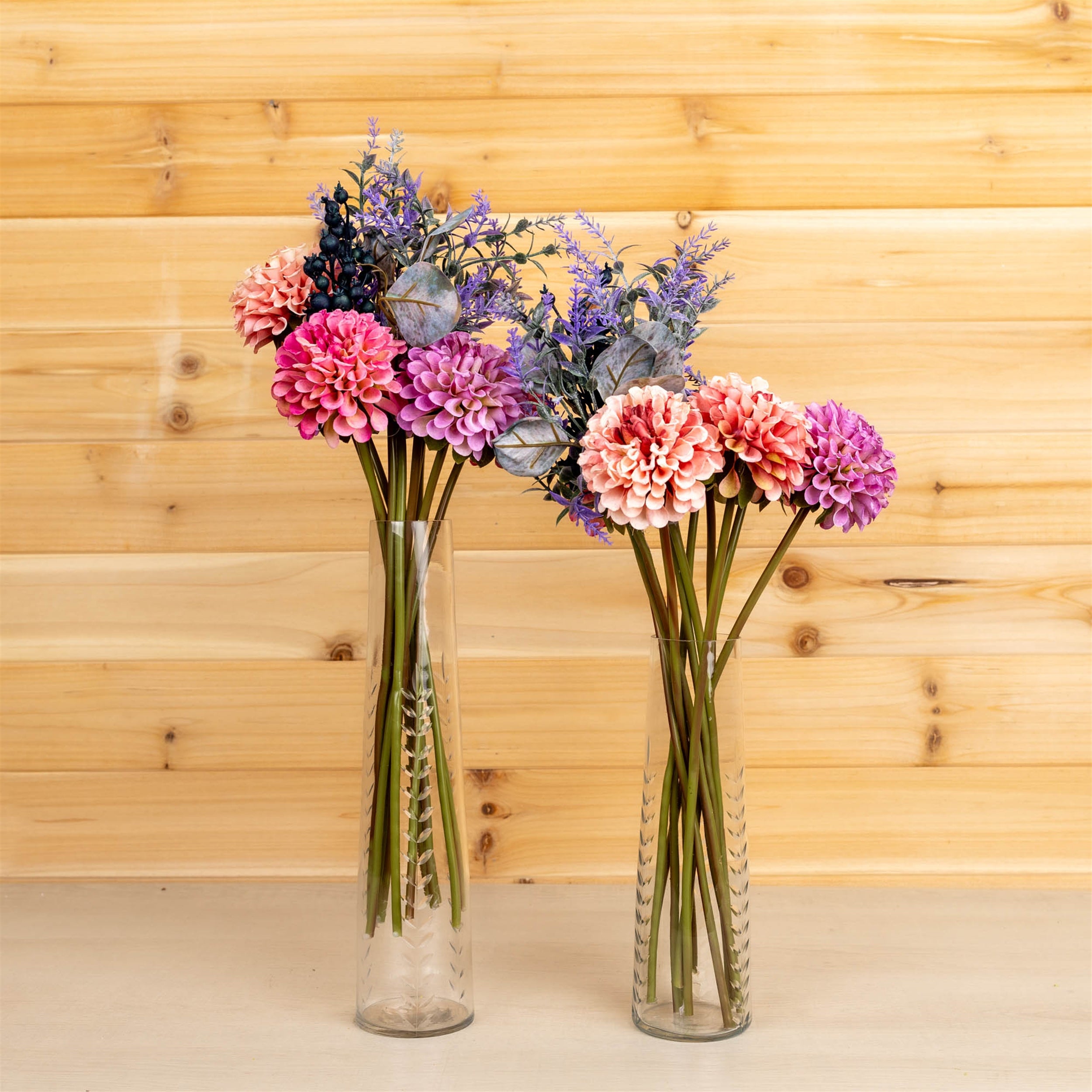 Mixed Zinnia Floral Bouquet, Set of 2