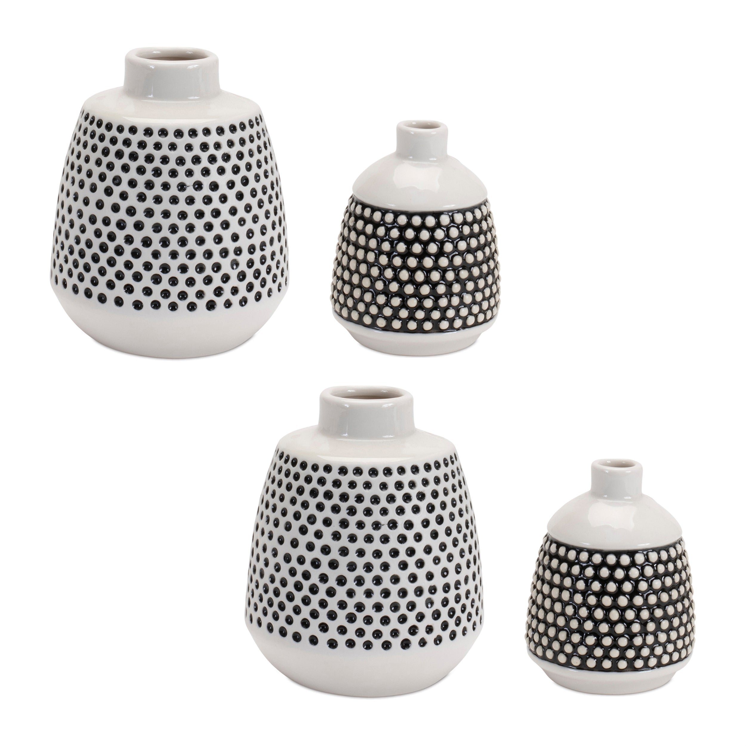 Bubbled Ceramic Bud Vase, Set of 4