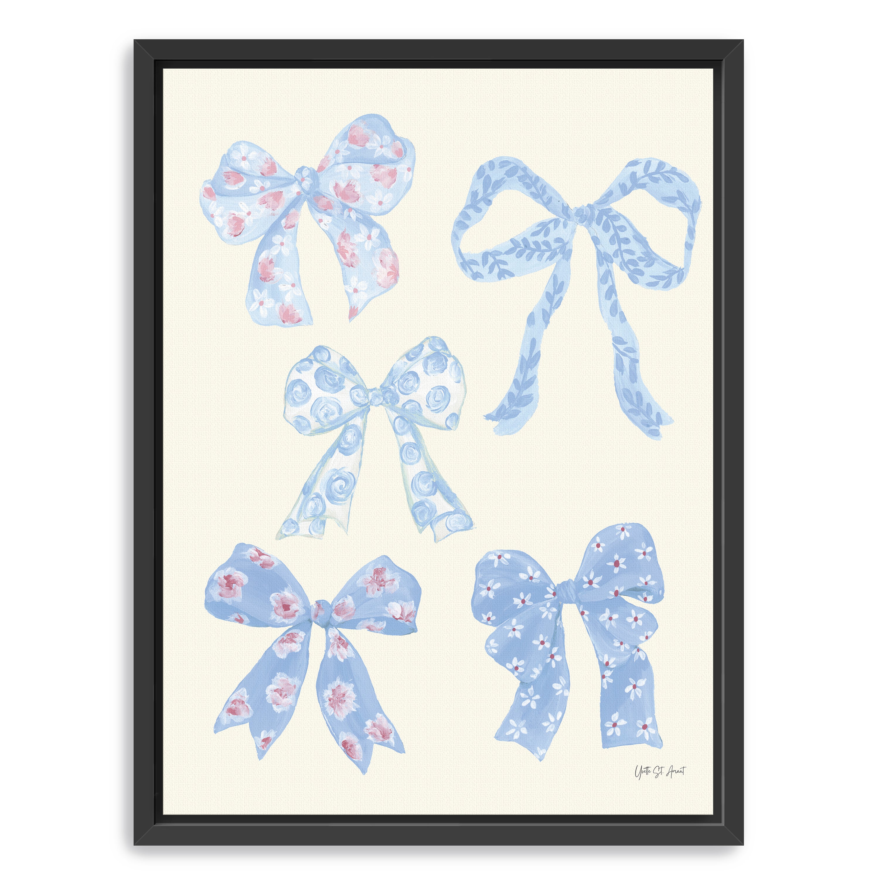 Coquette Bows Blue Canvas Giclee