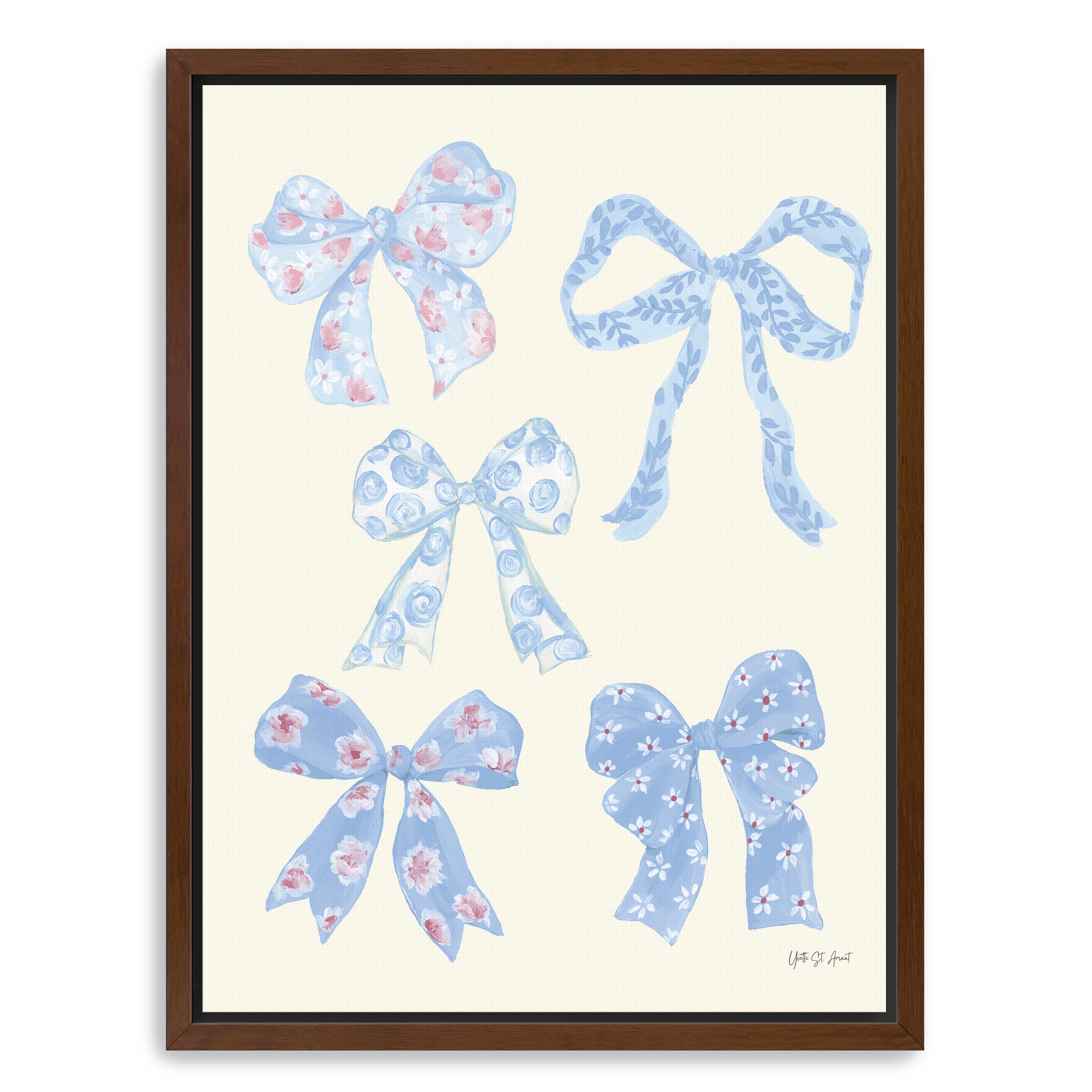 Coquette Bows Blue Canvas Giclee