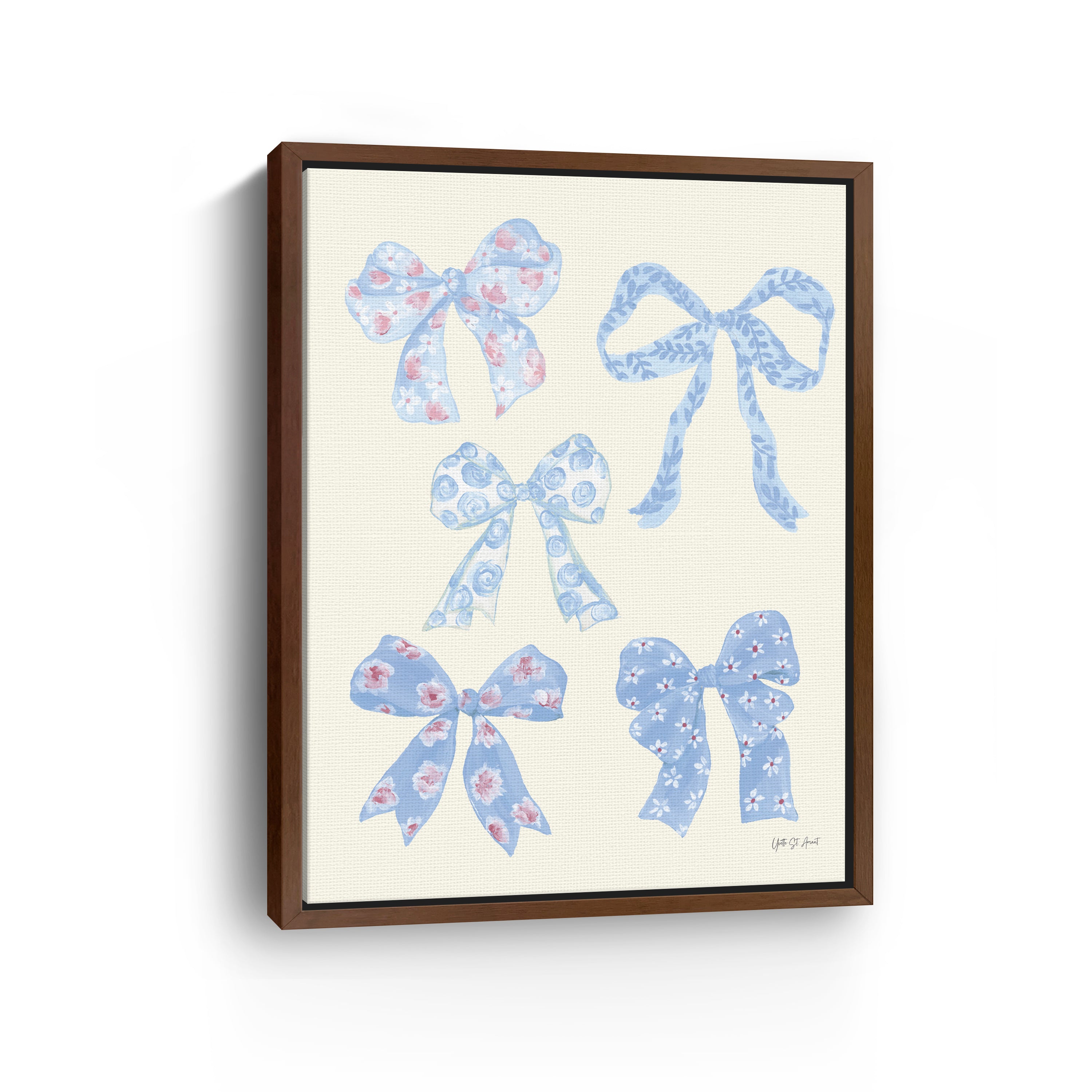 Coquette Bows Blue Canvas Giclee