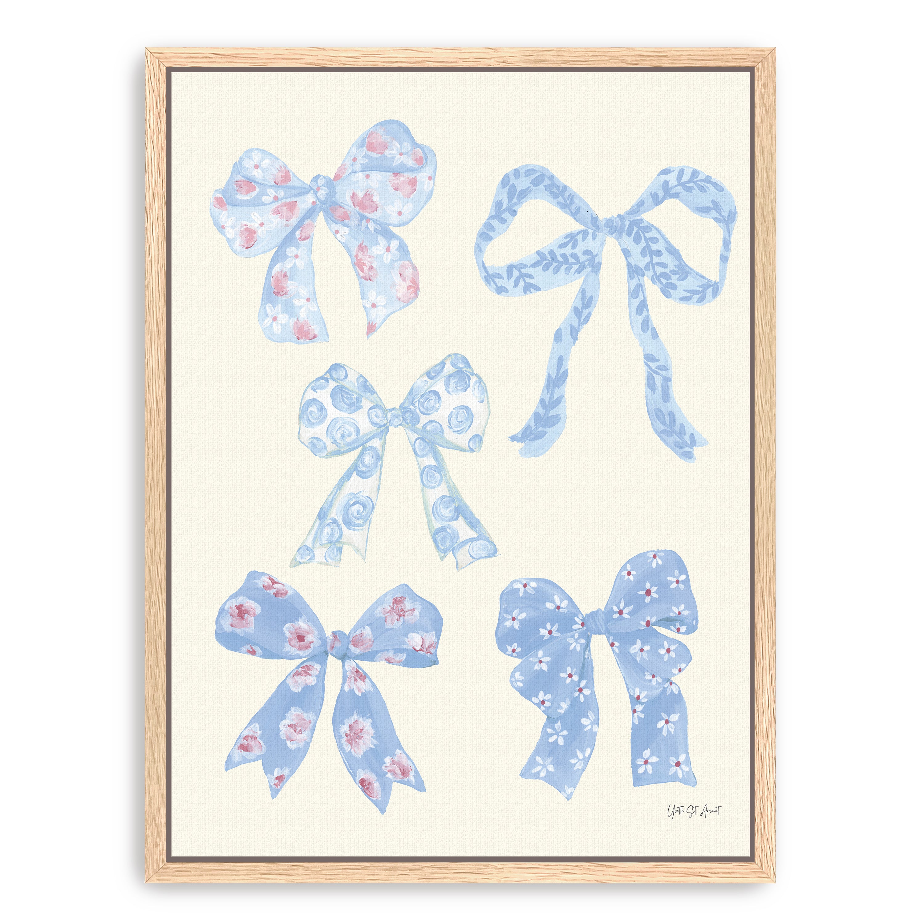 Coquette Bows Blue Canvas Giclee