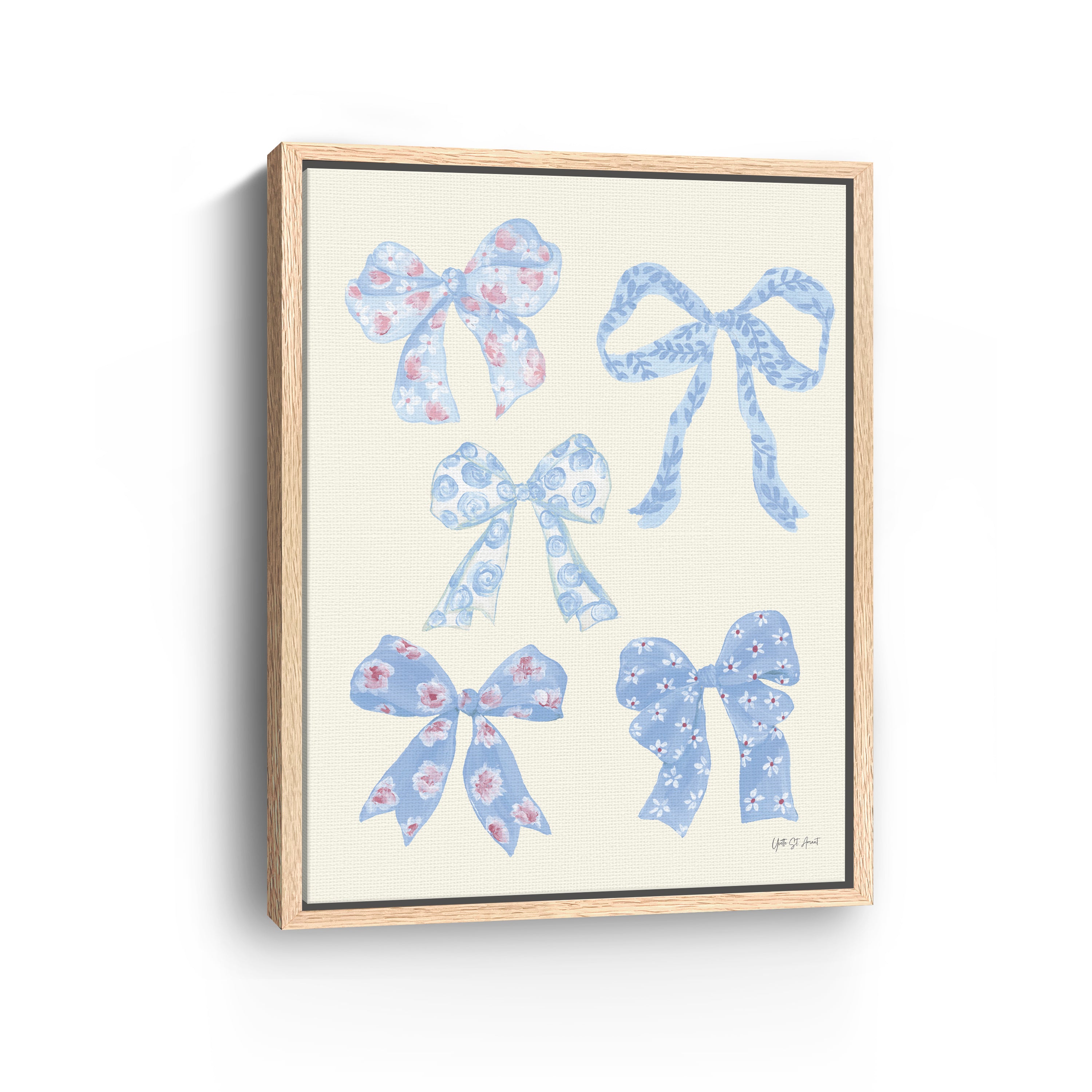 Coquette Bows Blue Canvas Giclee