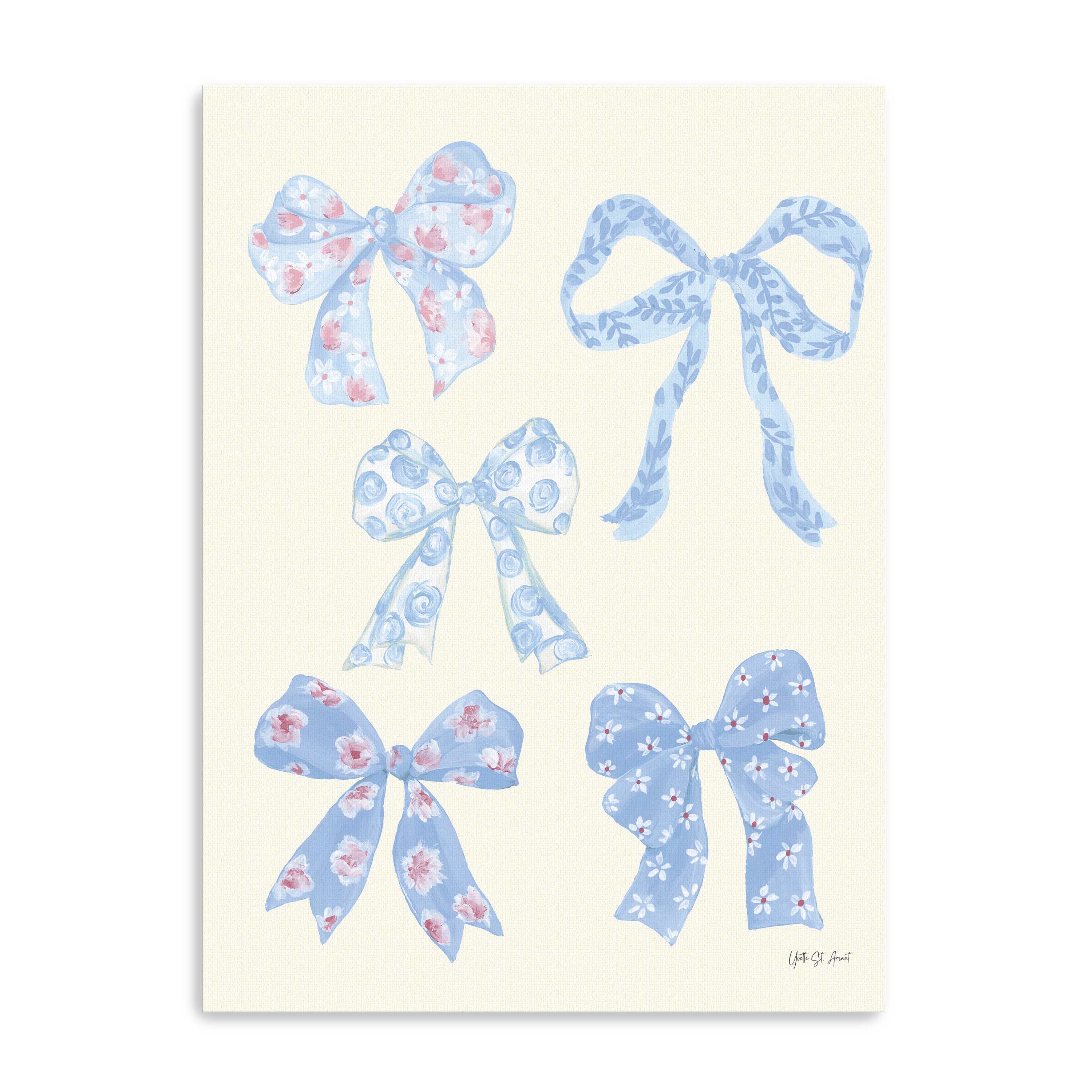 Coquette Bows Blue Canvas Giclee