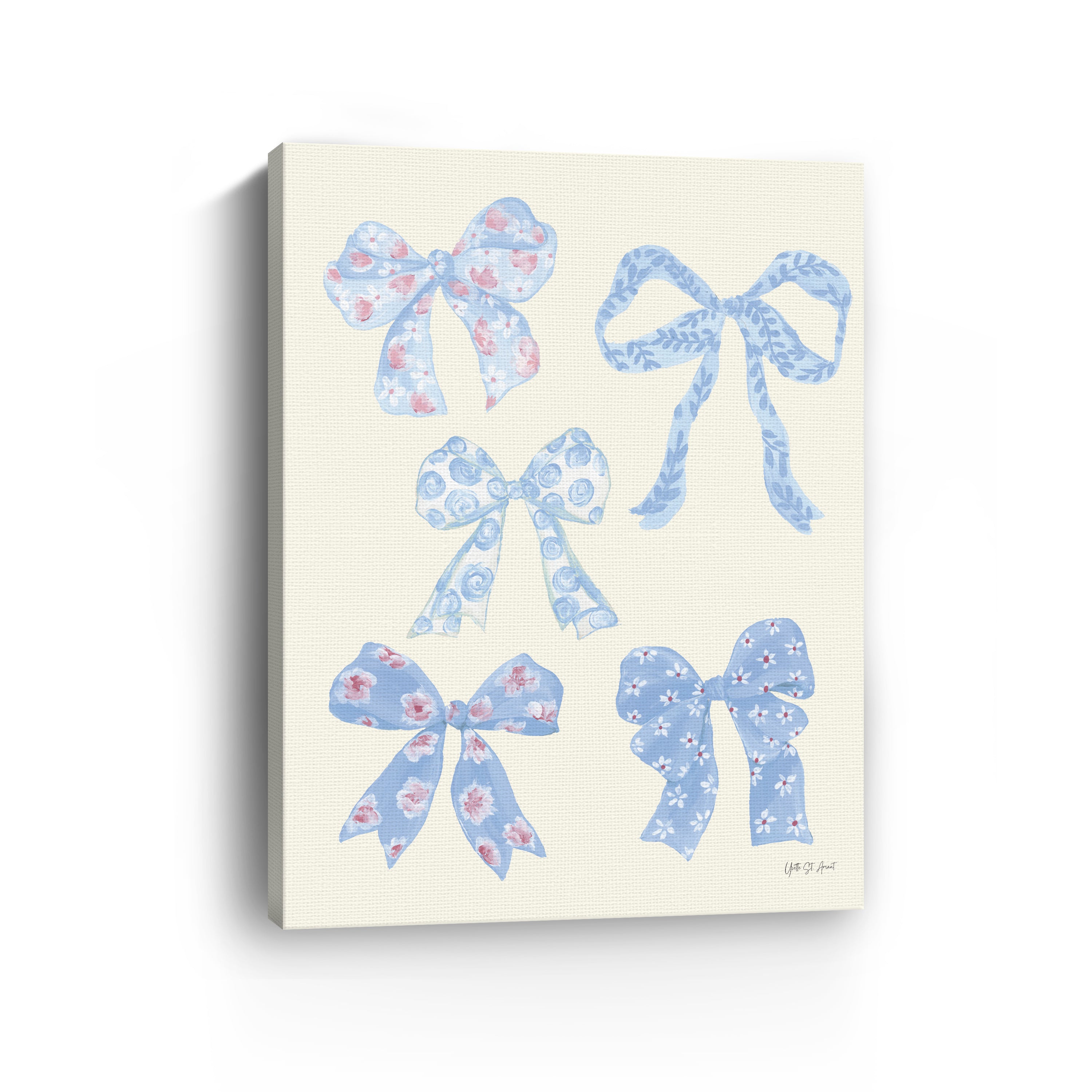 Coquette Bows Blue Canvas Giclee