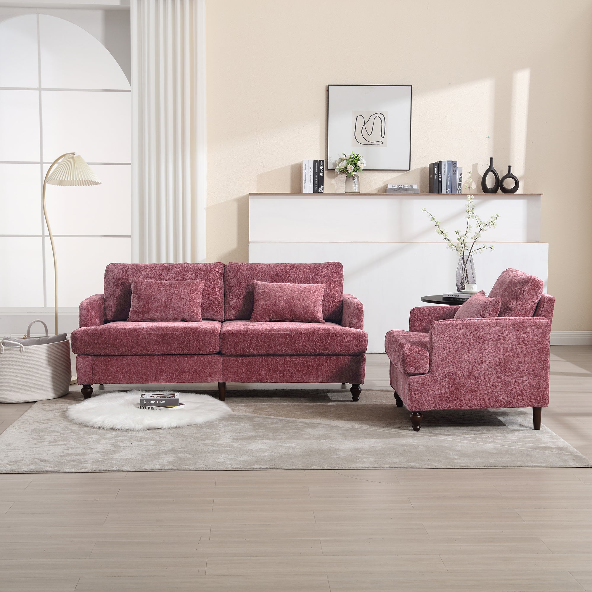 Chenille Tufted Upholstered Club Accent Chair