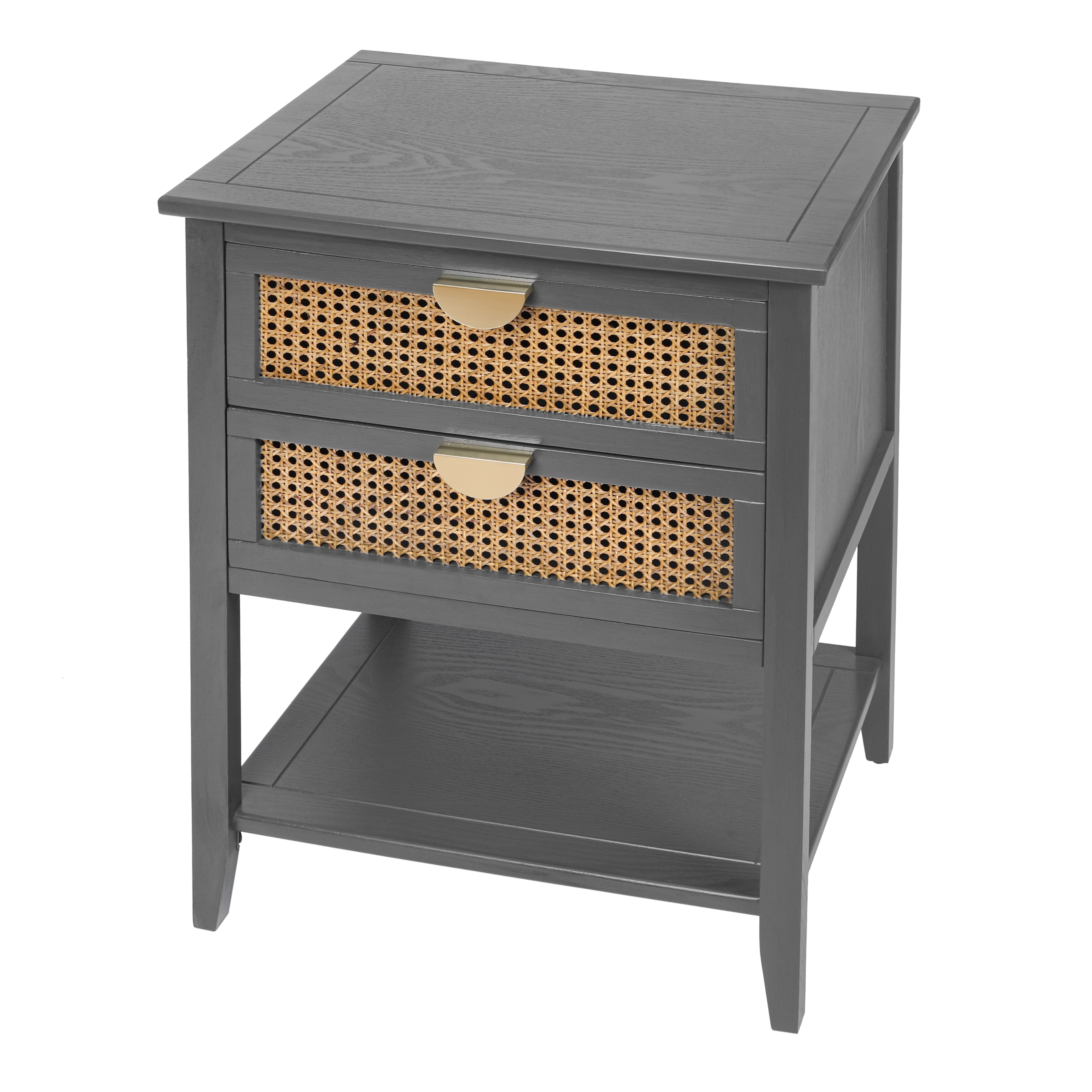 2-Drawer Side Table with Natural Rattan Drawers