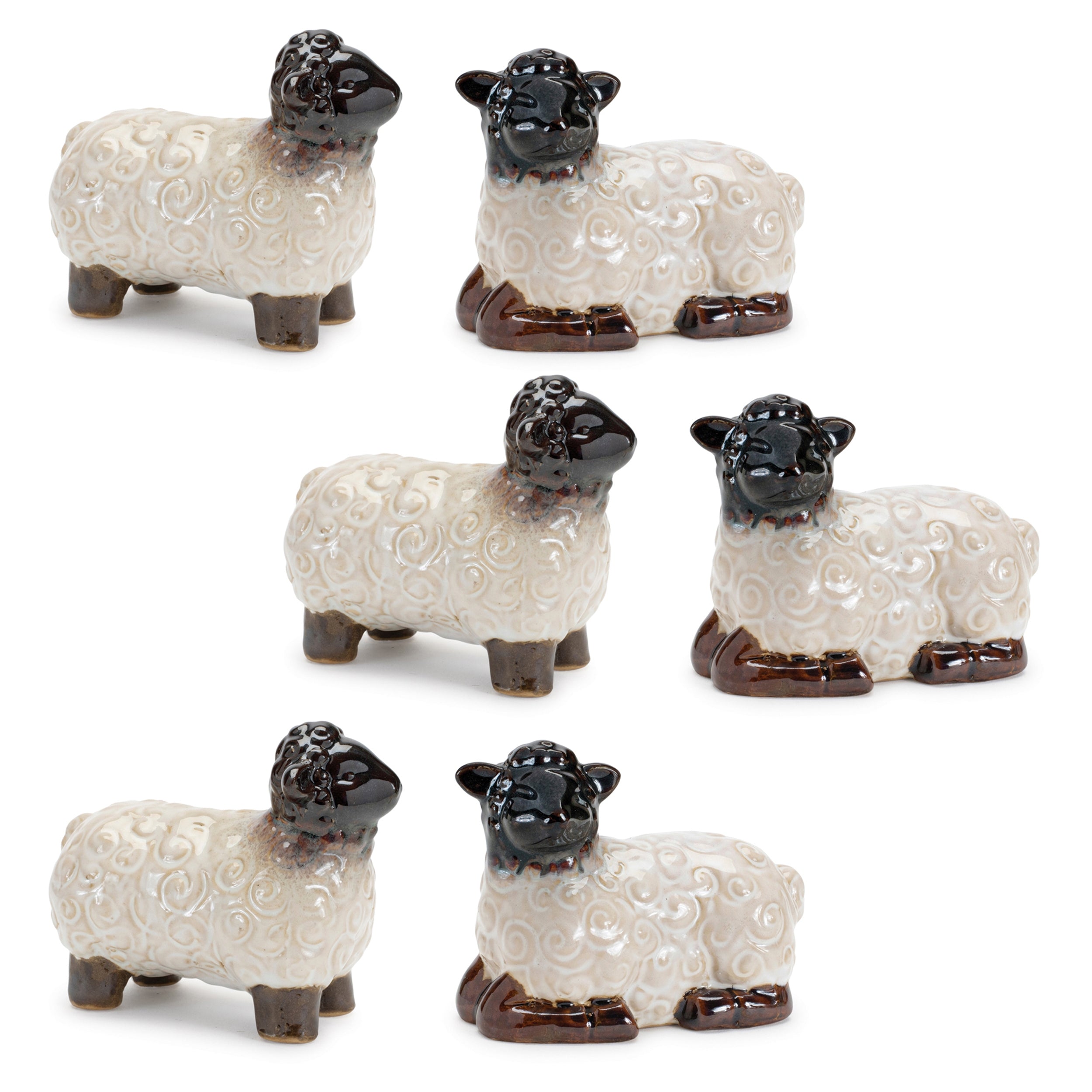 Mini Sheep Figurine, Set of 6