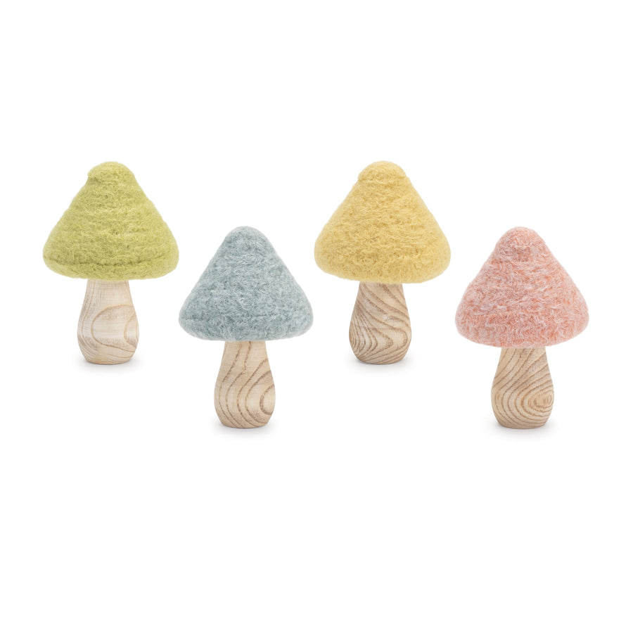 Felt Wood Mushroom Decor, Set of 24