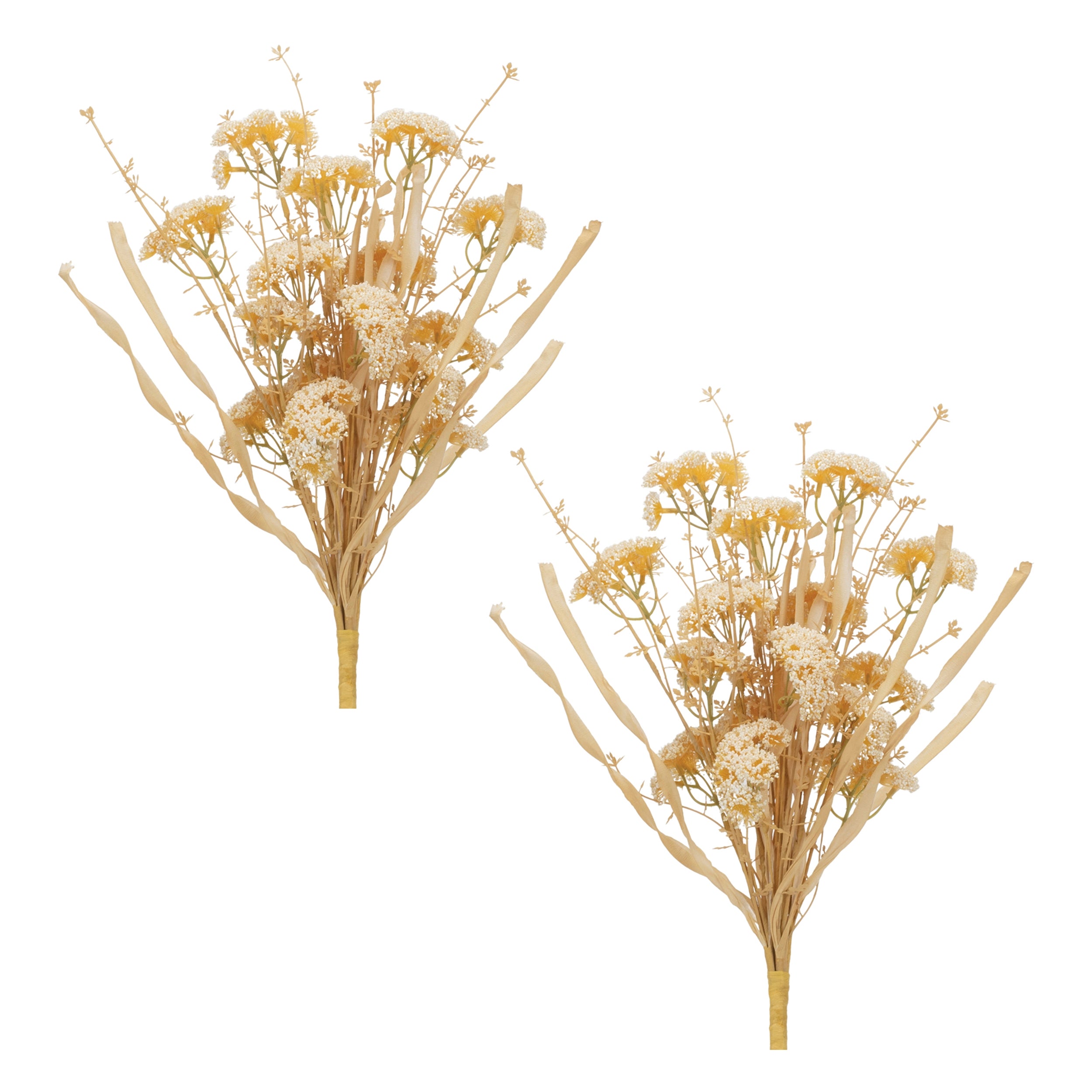 Beige Floral Grass Bush, Set of 2