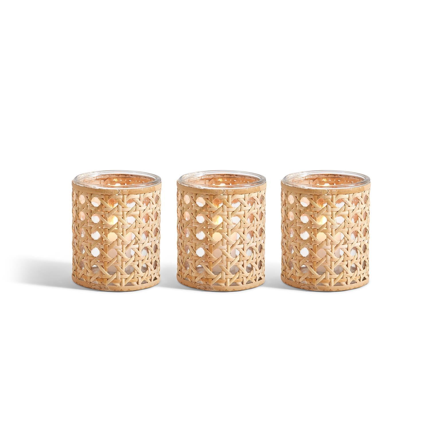 Lumingnon Cane Webbing Candleholder/Vase, Set of 3