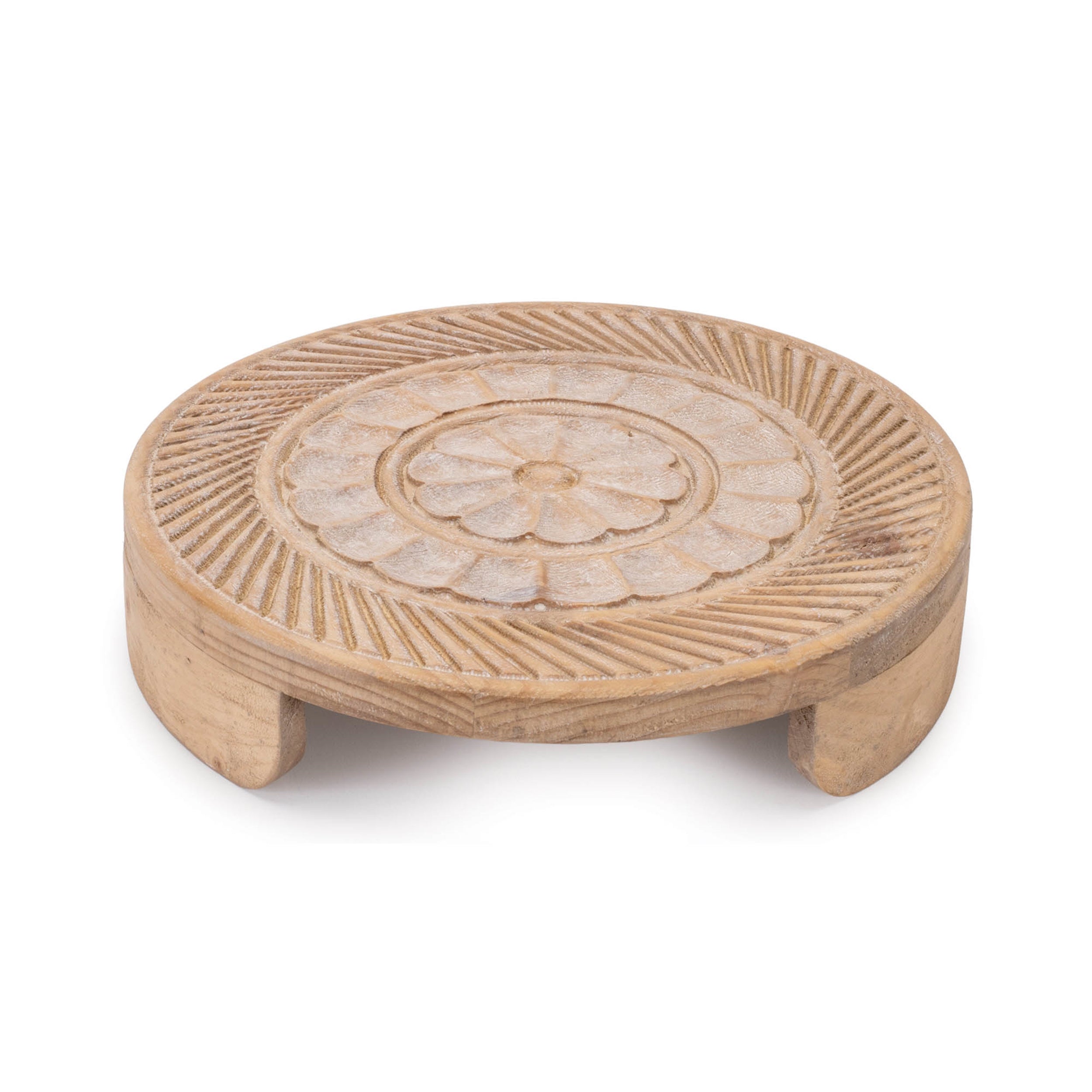 Mandala Wood Riser Tray, Set of 2
