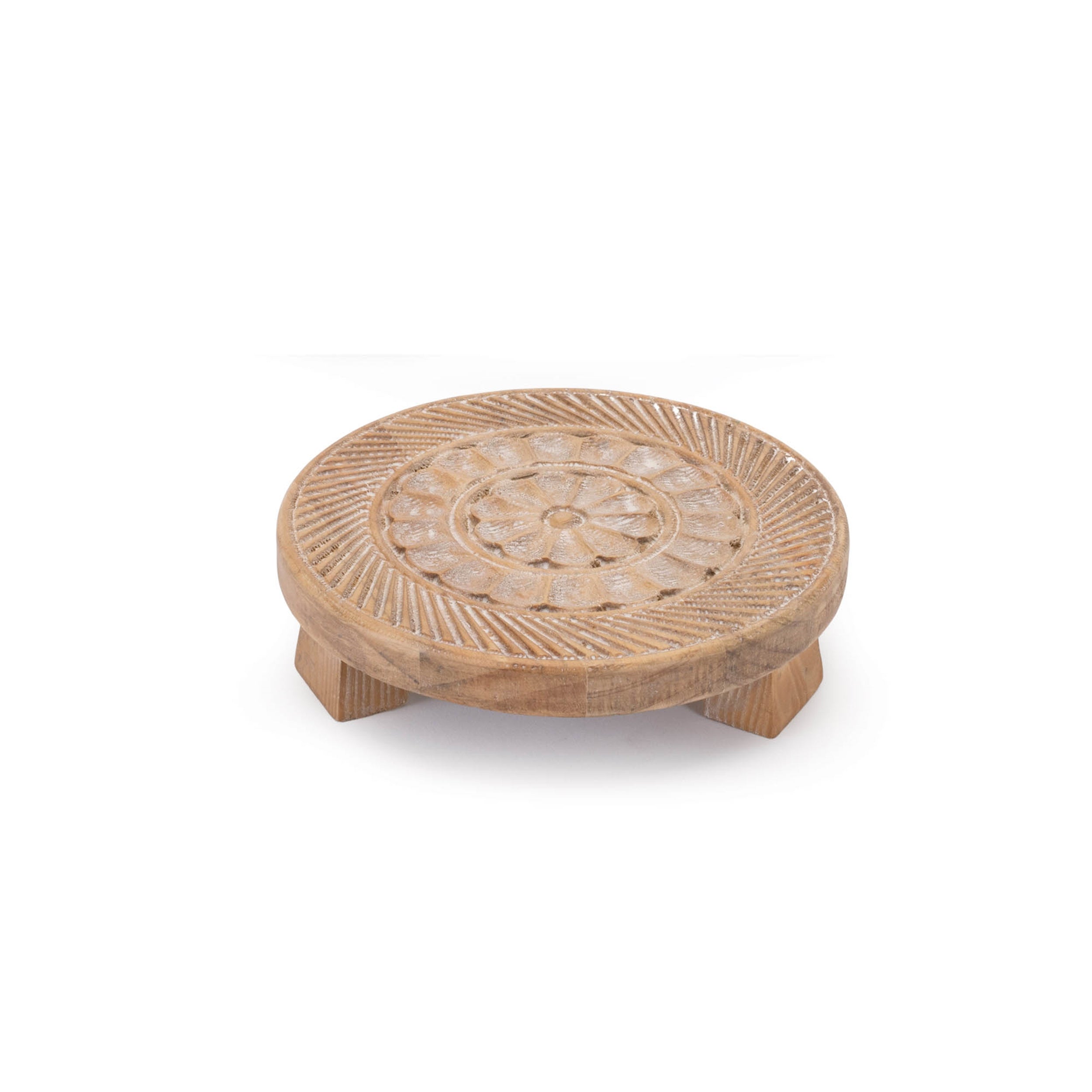 Mandala Wood Riser Tray, Set of 2