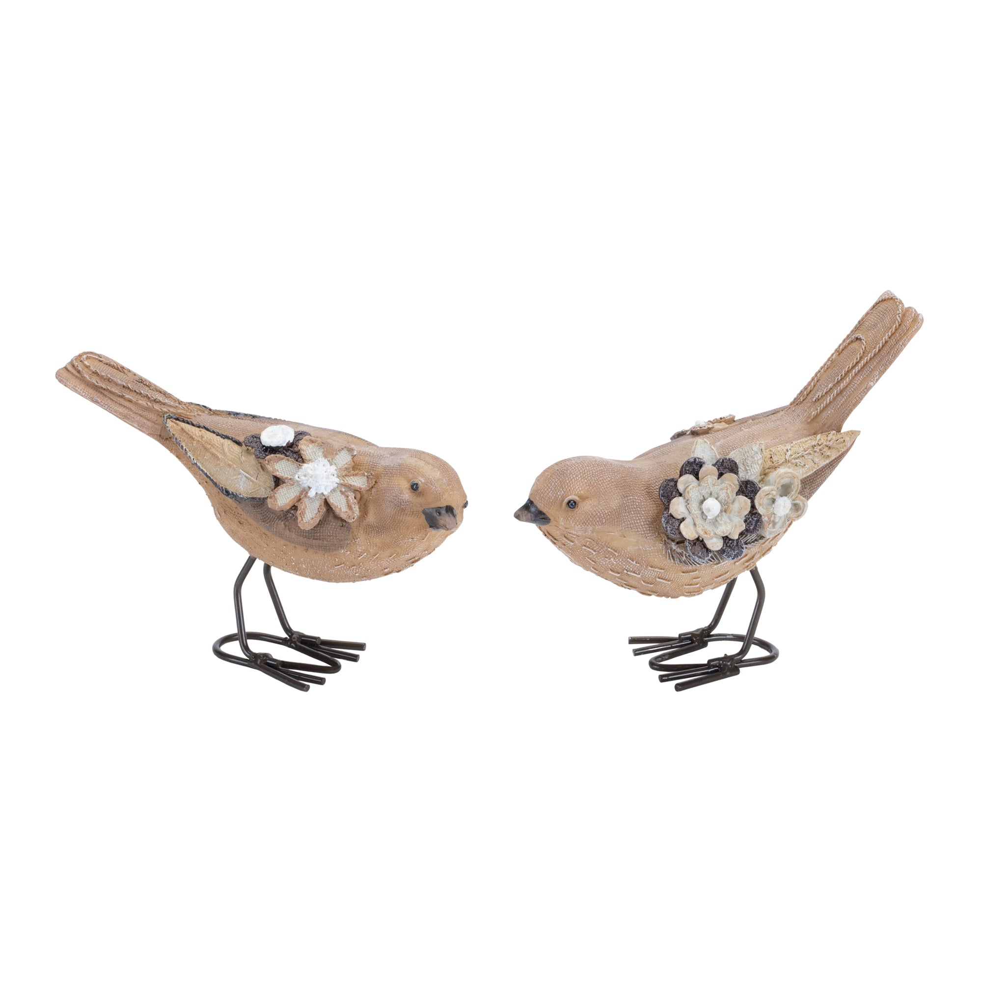 Floral Bird Figurine, Set of 2