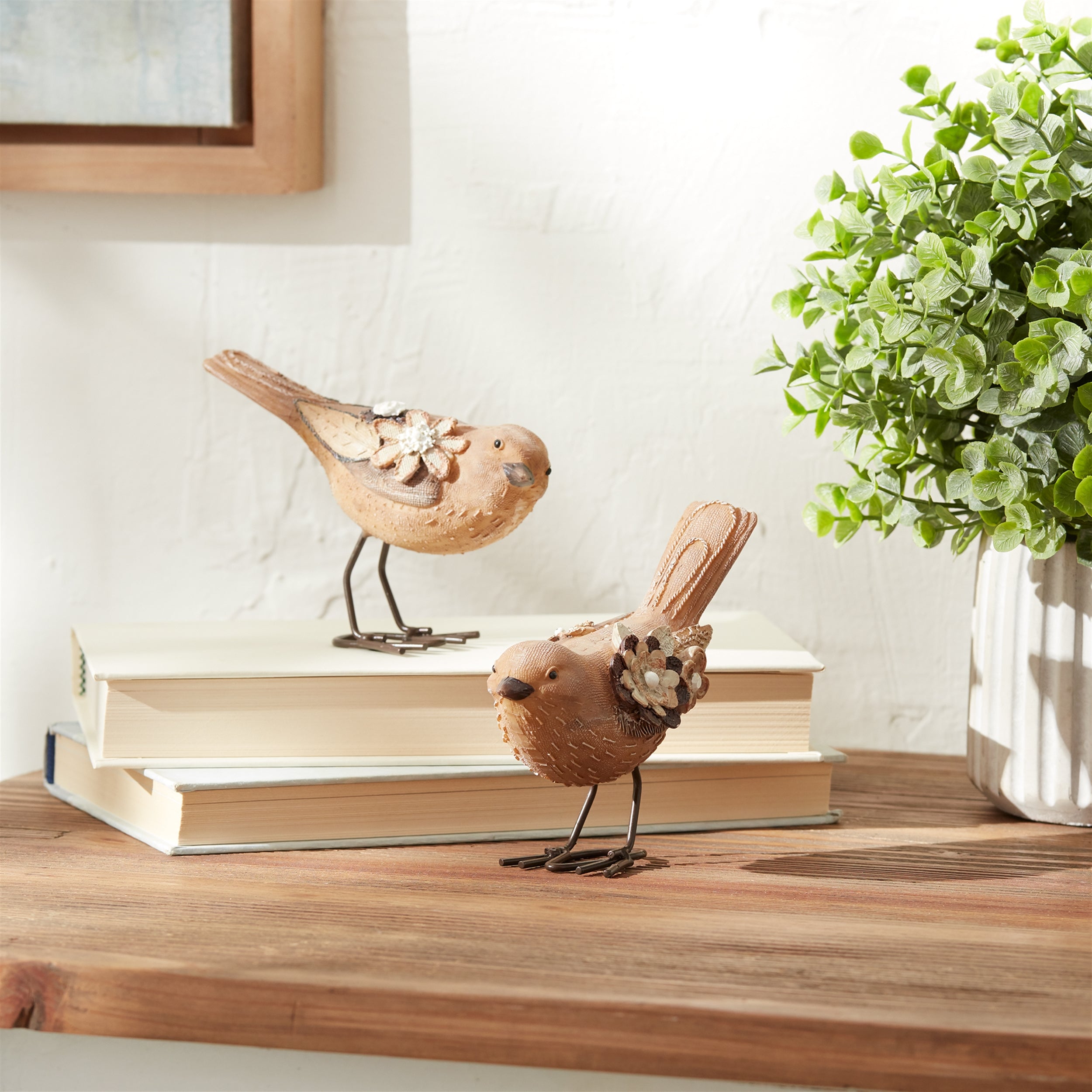 Floral Bird Figurine, Set of 2