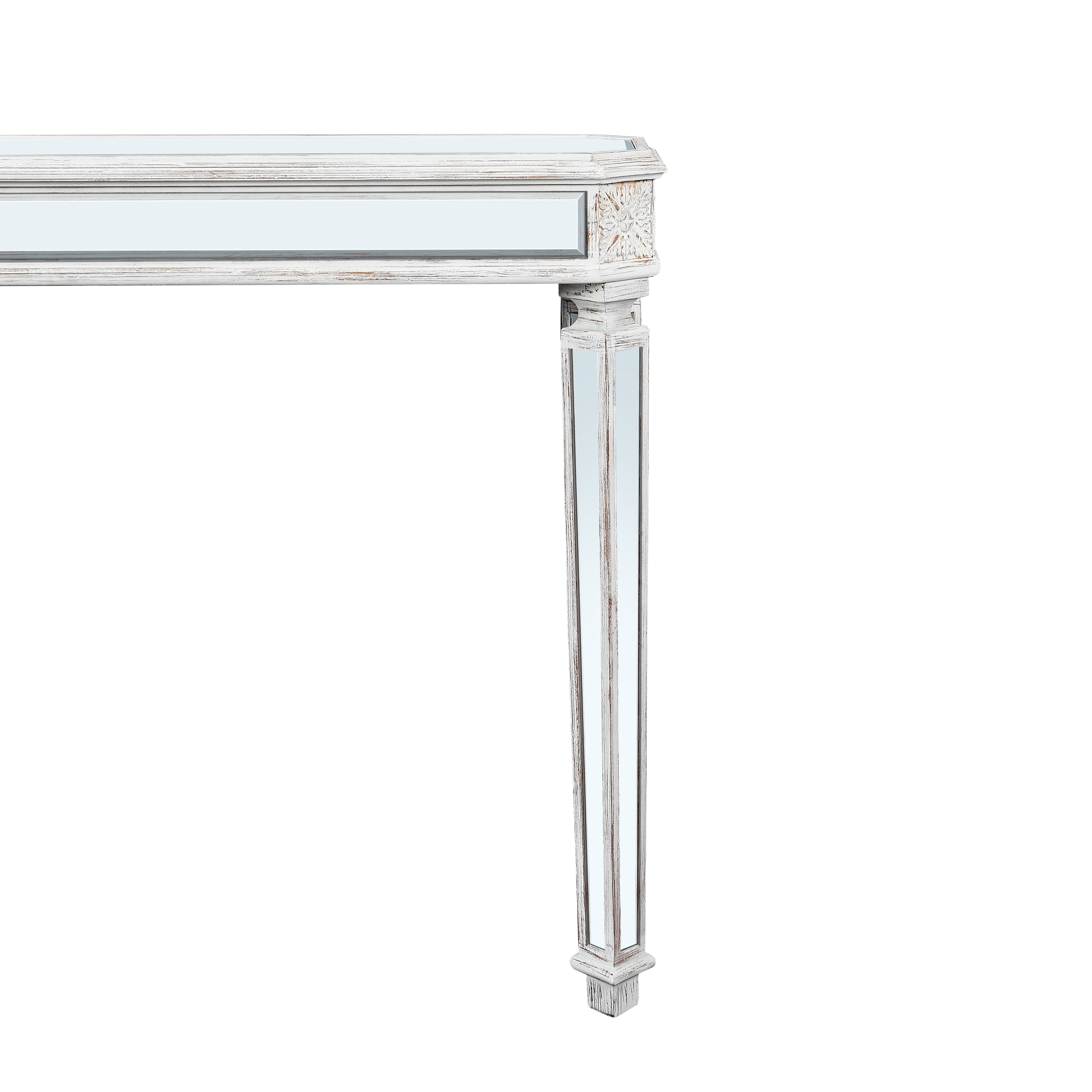 Mirror Console Table with Vintage Wood Grain Carving