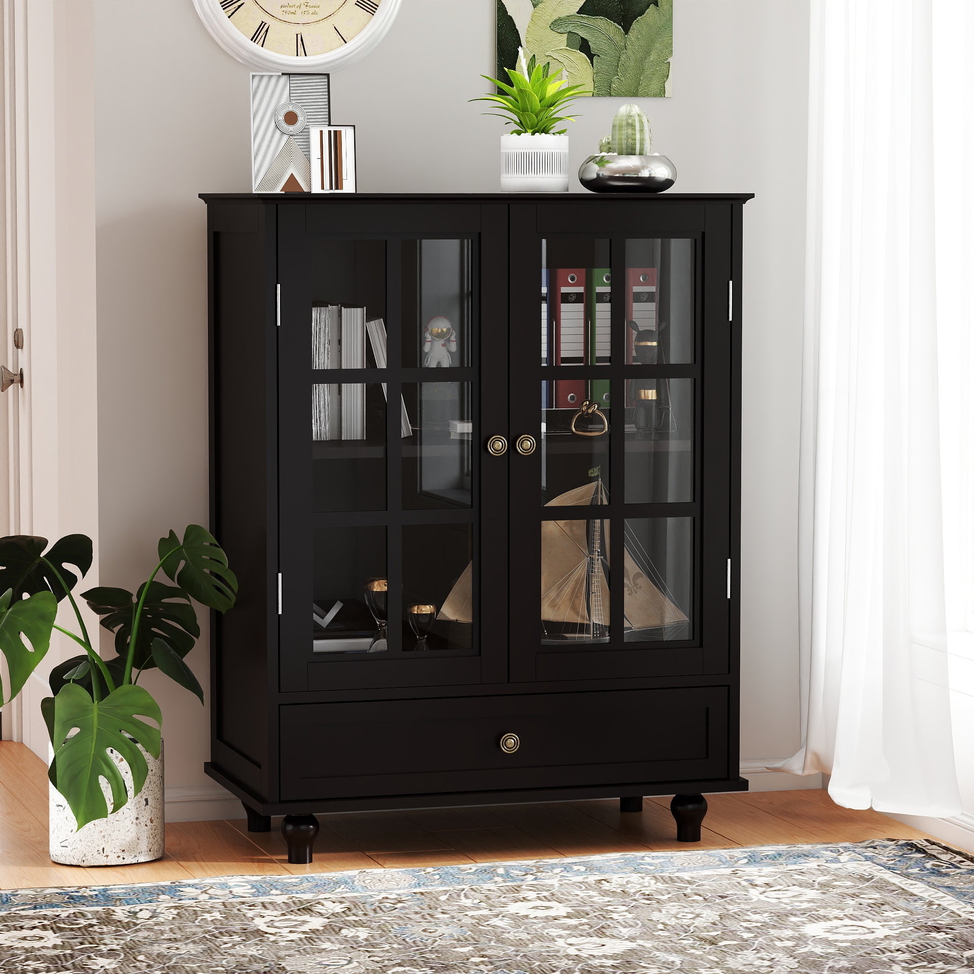 Double Glass Door Accent Cabinet