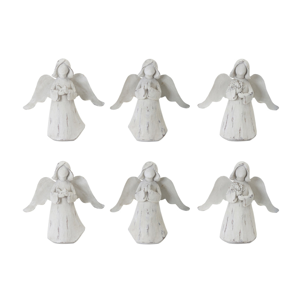 Praying-Angel-Figurine-with-Metal-Wings-(set-of-6)-White-decorative