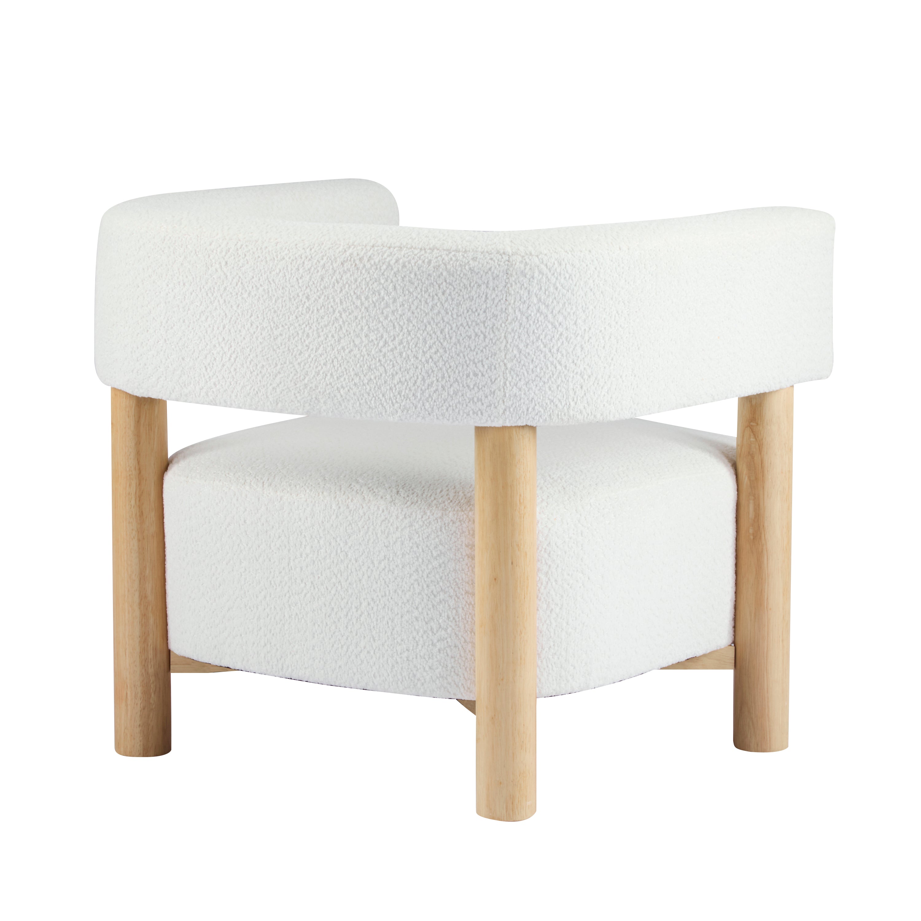 Boucle Upholstered Accent Arm Chair with Modern Wooden Frame