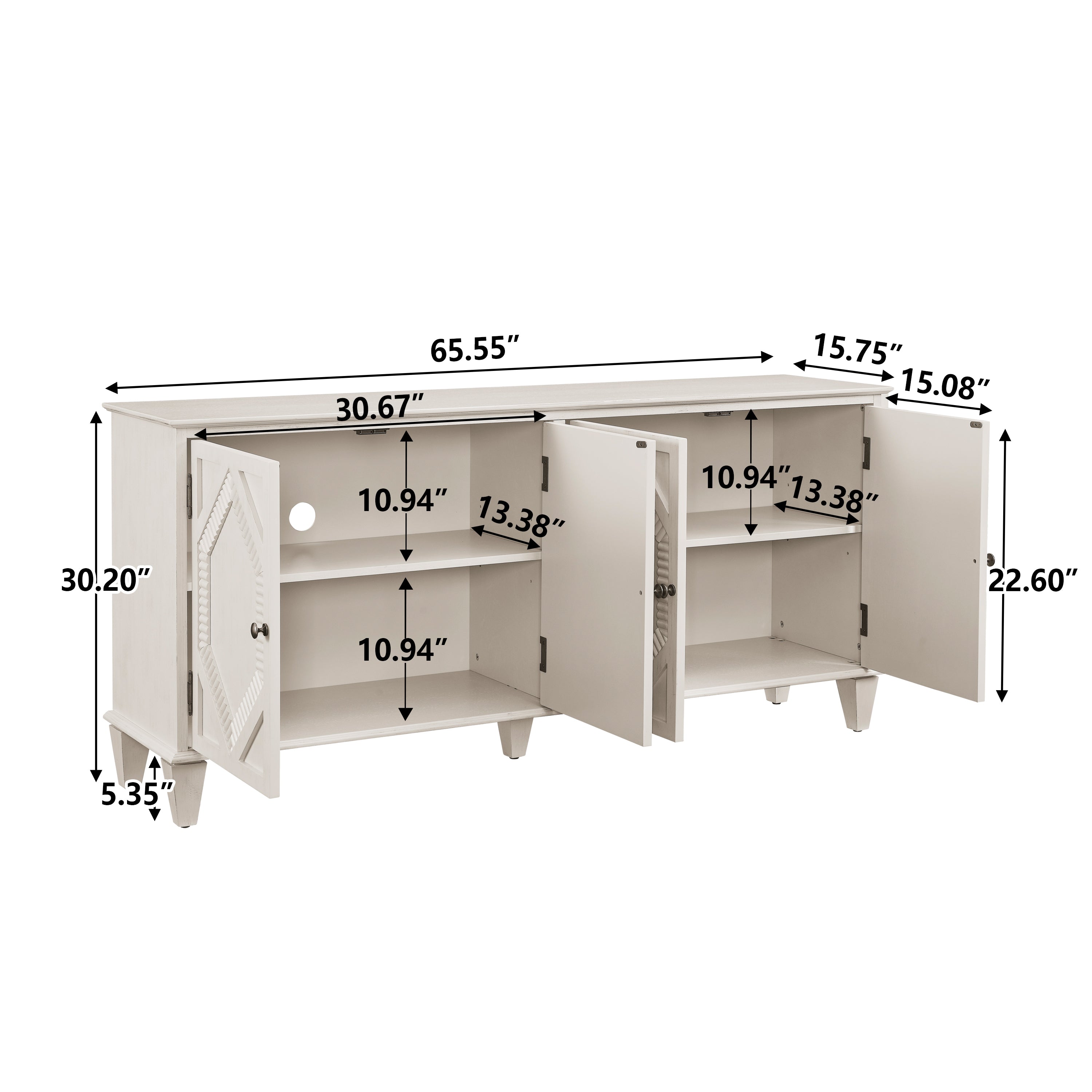 65.2' Mid Century Modern Geometric Accent Sideboard