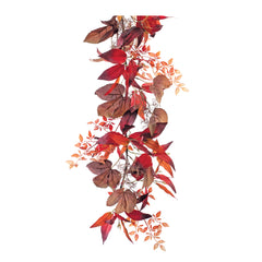 Mixed-Fall-Foliage-Garland-6'l-Red-Faux-Florals