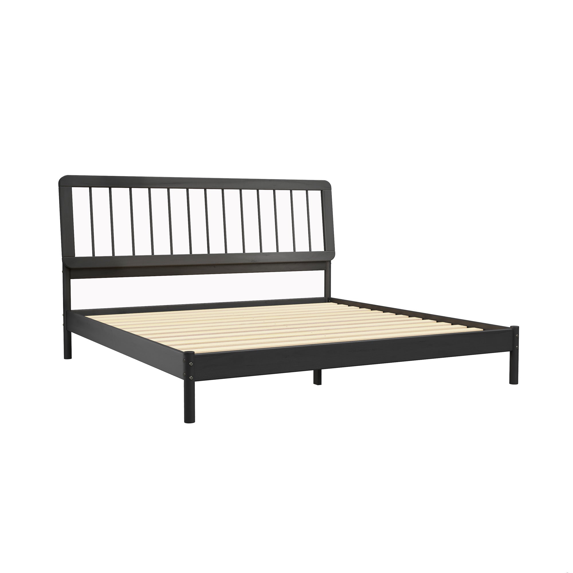 Illusive Solid Wood Spindle Bed with Slat Back