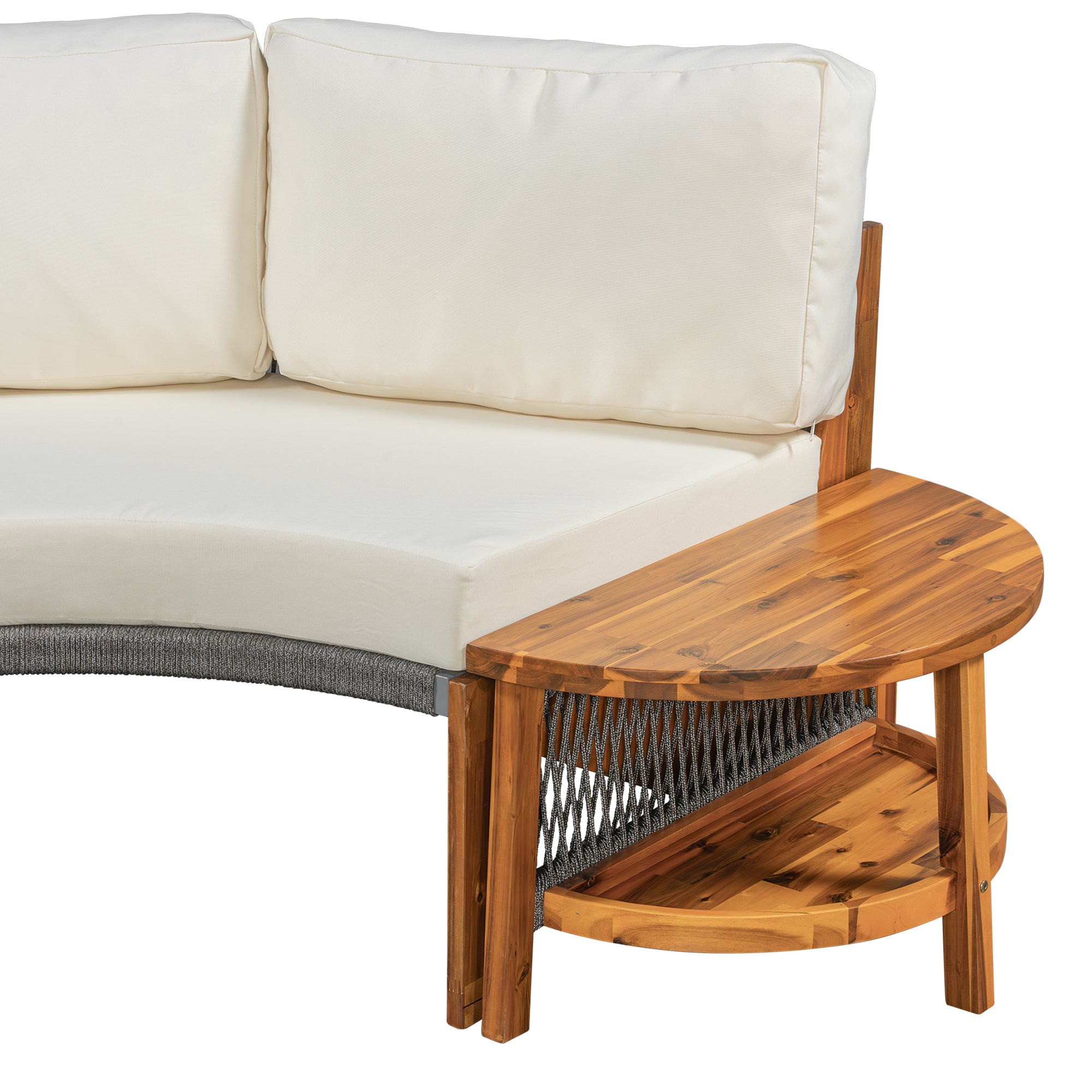 3-Piece Outdoor Semi-Circle Sofa Set for 6