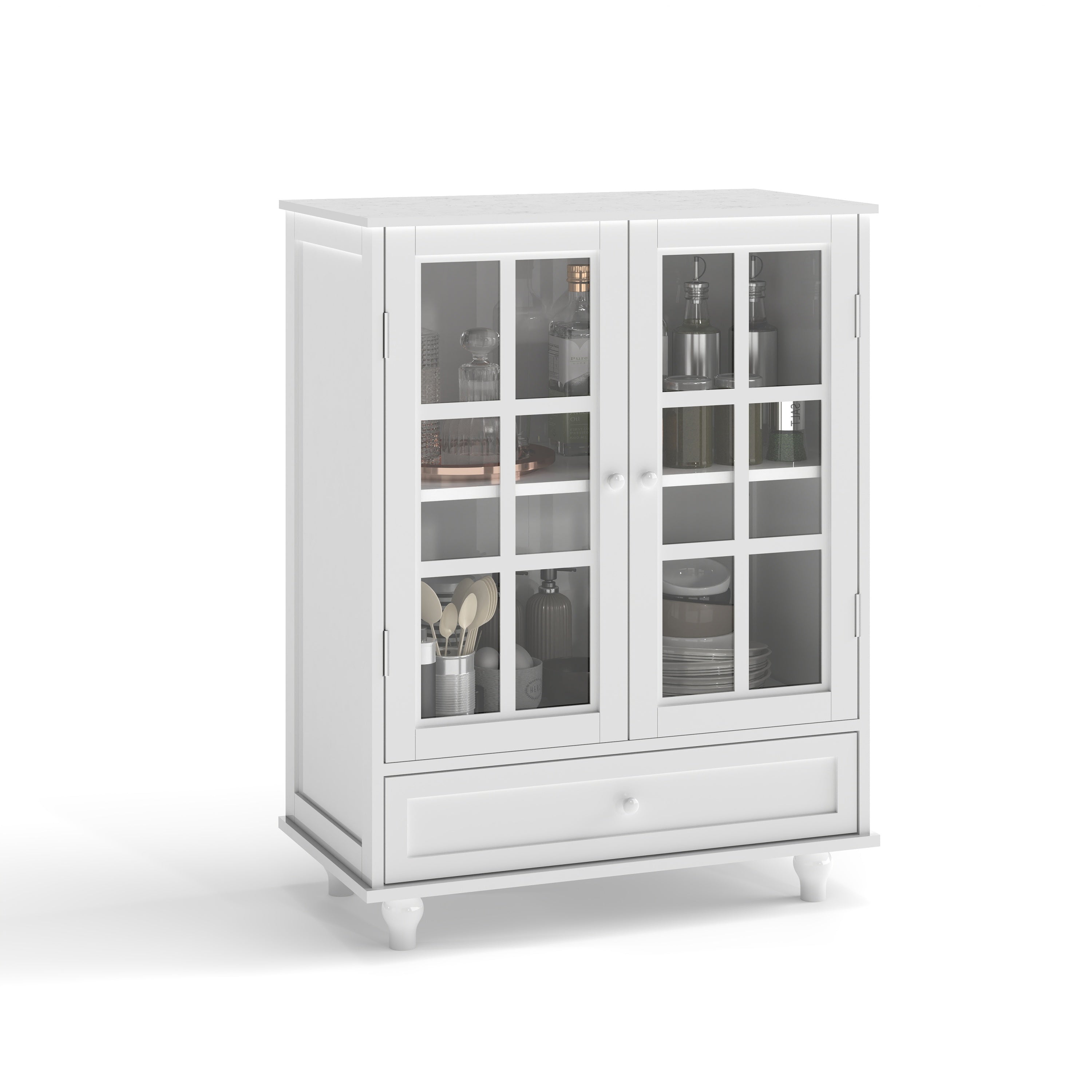 Double Glass Door Accent Cabinet