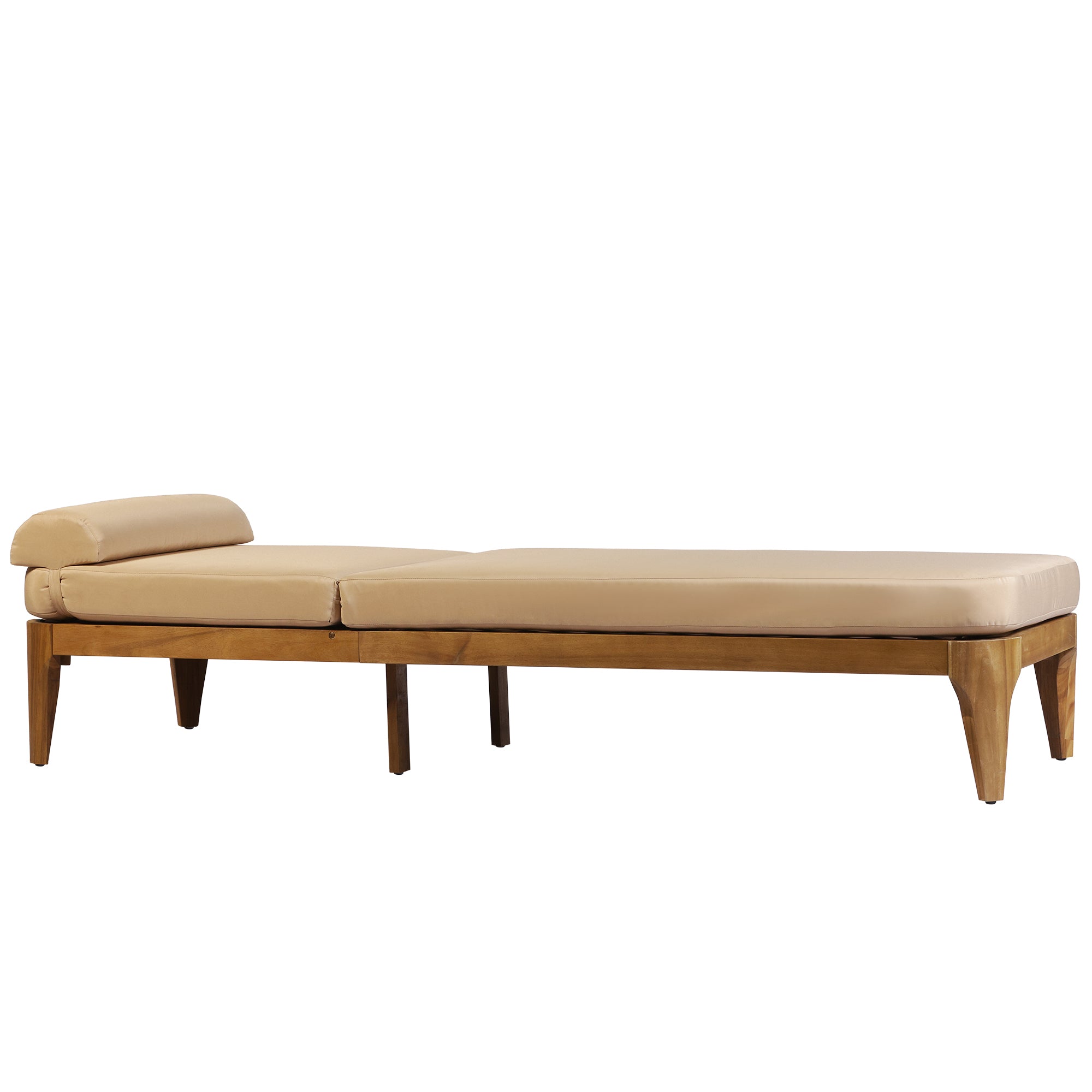 TOPMAX Acacia Wood Chaise Lounge, Outdoor Sun Lounge Chair, Patio Recliner with Adjustable Backrest and Head Pillow for Poolside, Backyard, Garden, Indoor&Outdoor, Coffee Brown