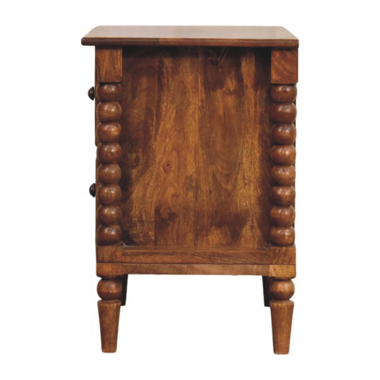 Solid Wood Spindle Leg Amber Oak Nightstand