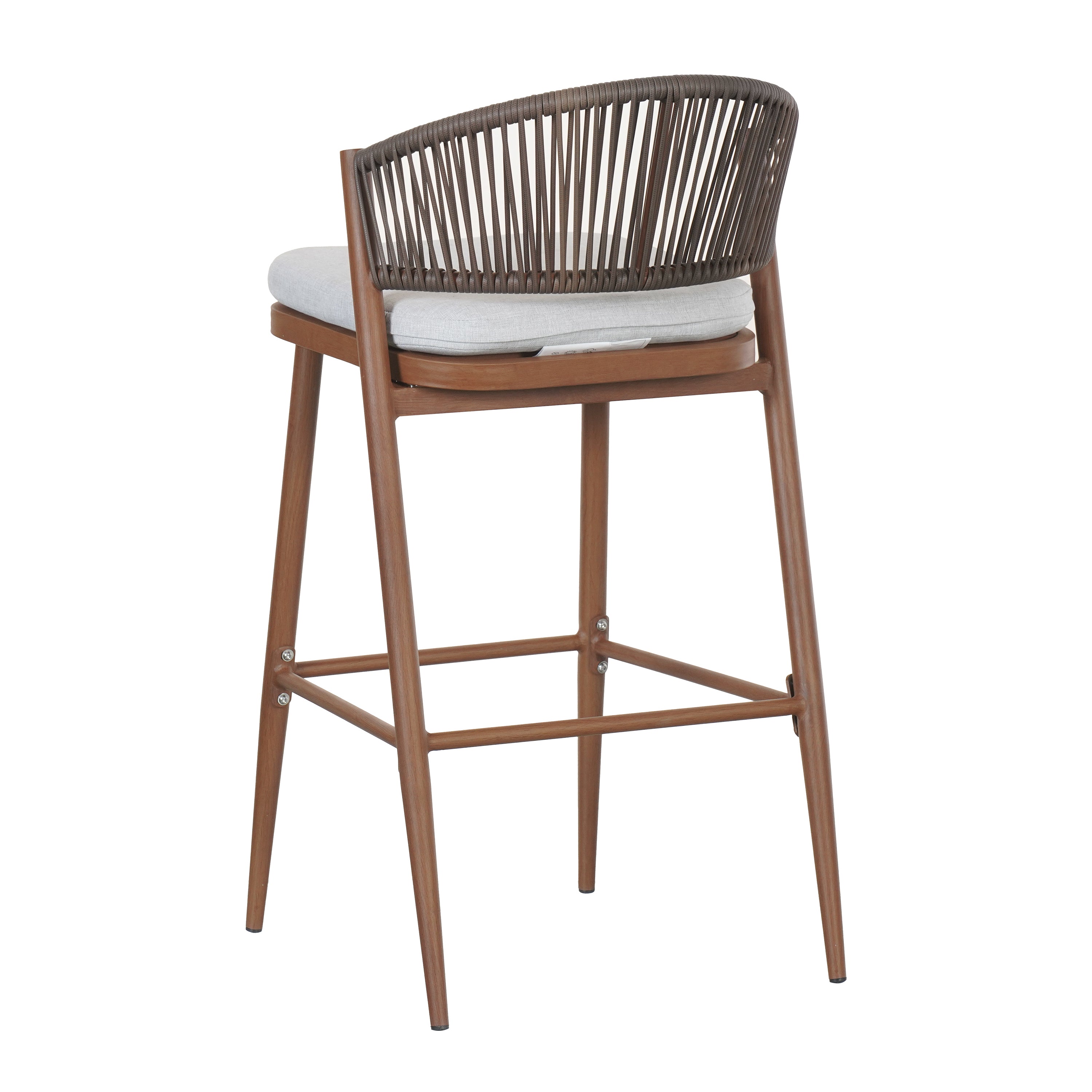 Outdoor Metal Frame Stools with Scallop-Shaped Backrest & Water-Resistant Cushions, Set of 2