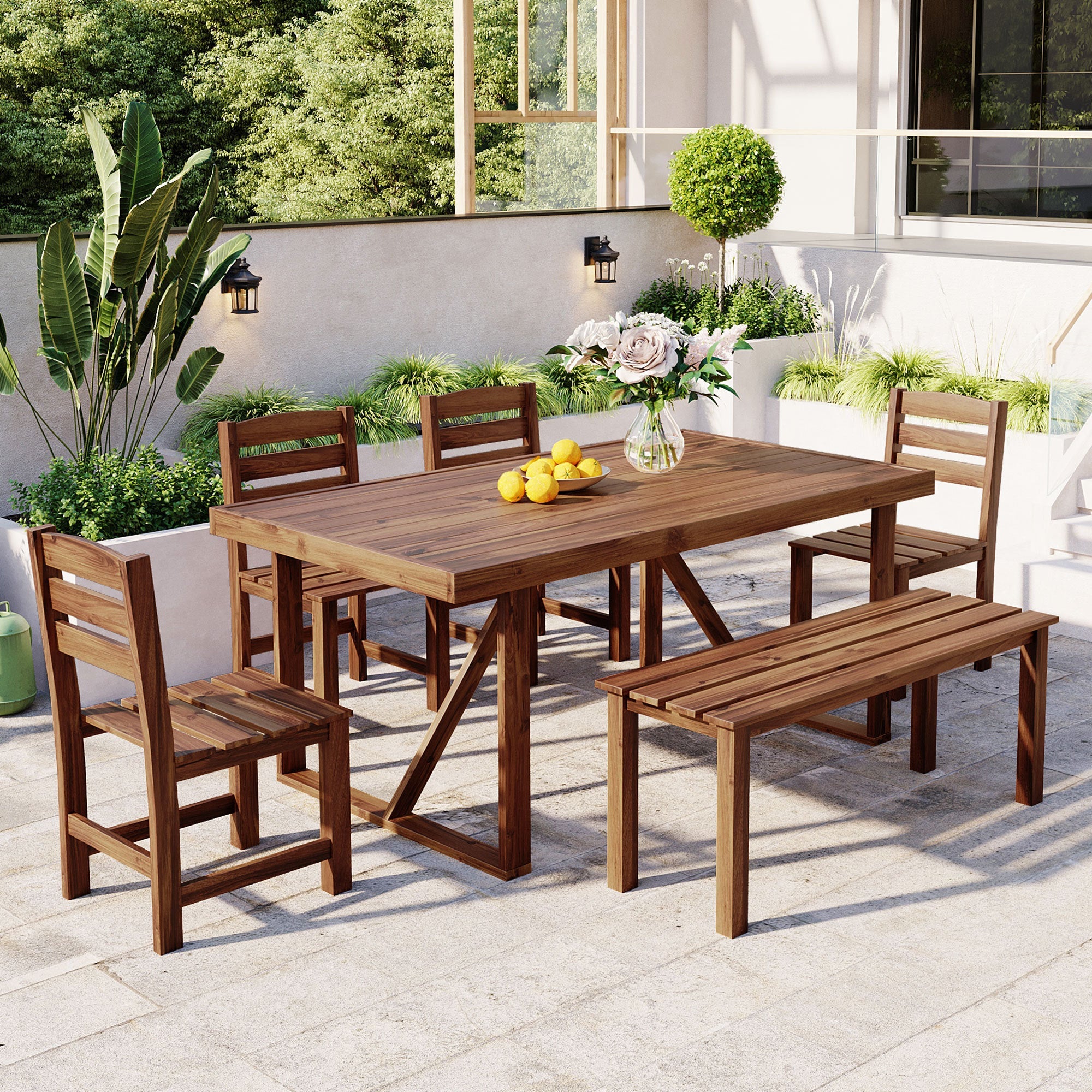 Acacia Wood Outdoor Dining Set