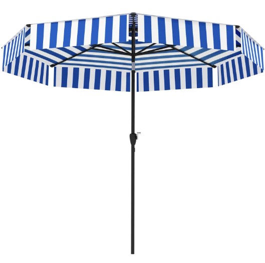 Bistro Stripe 2-Tier Vented Tiltable Patio Umbrella with Crank