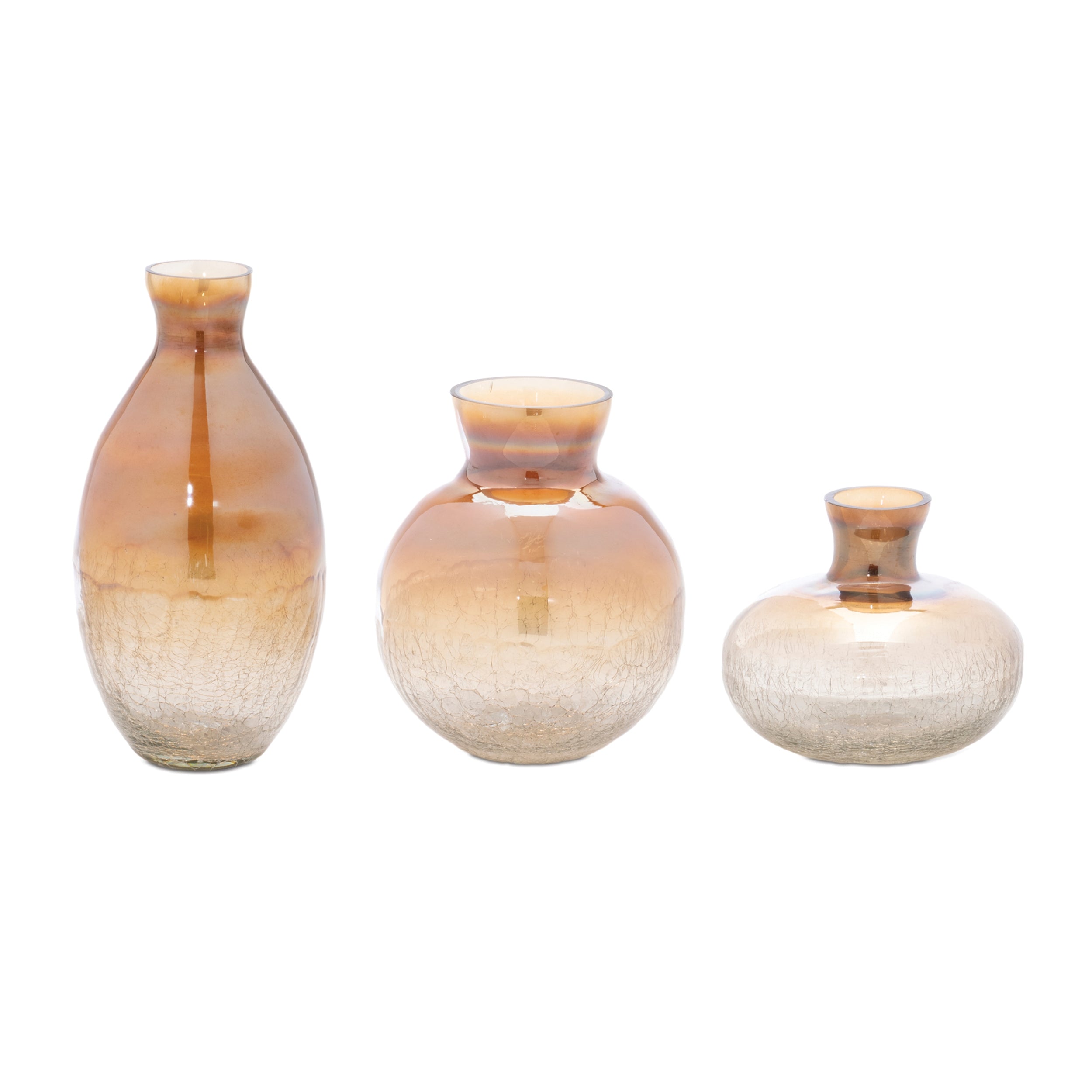 Crackled Glass Bud Vase, Set of 3