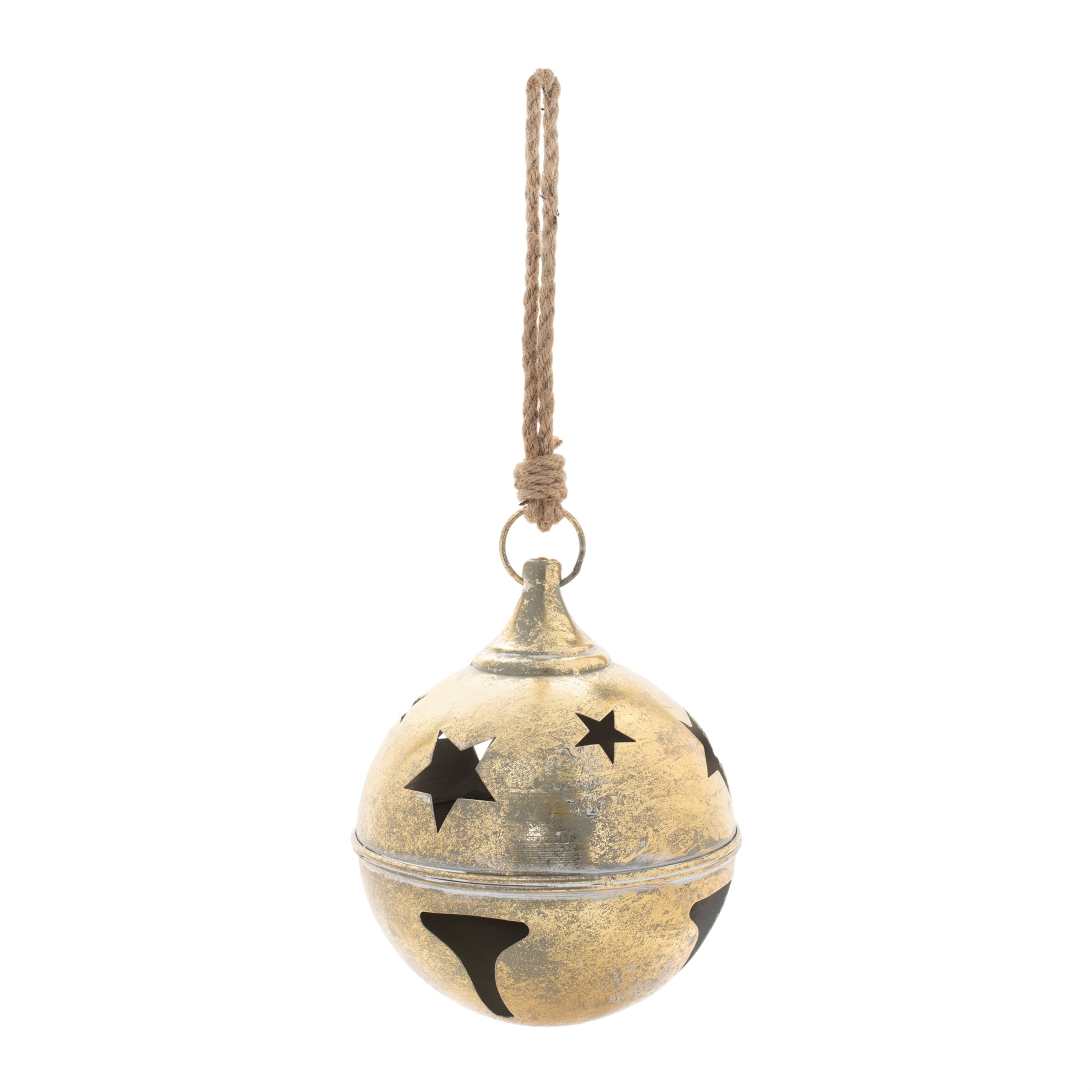Distressed Metal Sleigh Bell Ornament, Set of 2
