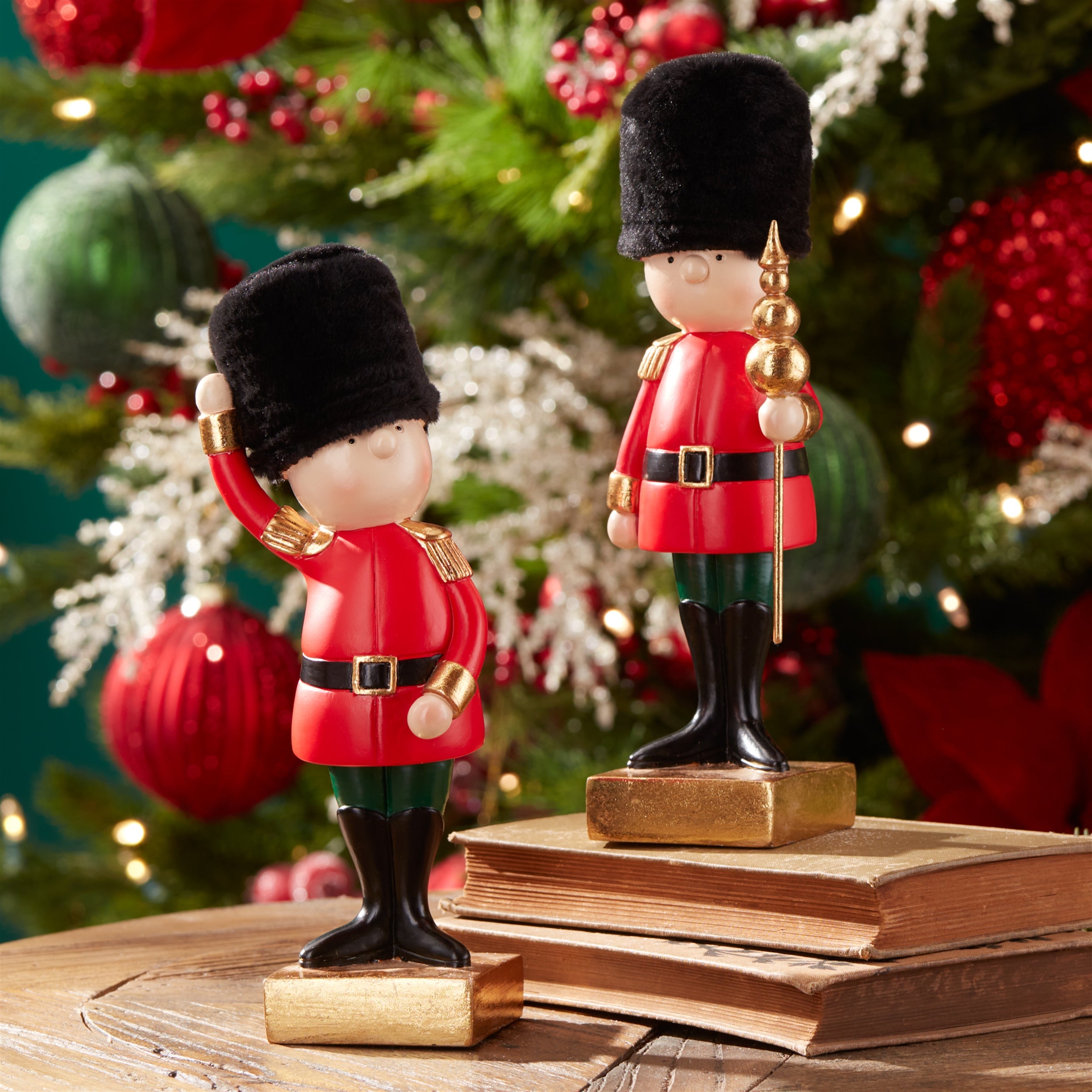 Holiday Nutcracker Soldier Figurine, Set of 2