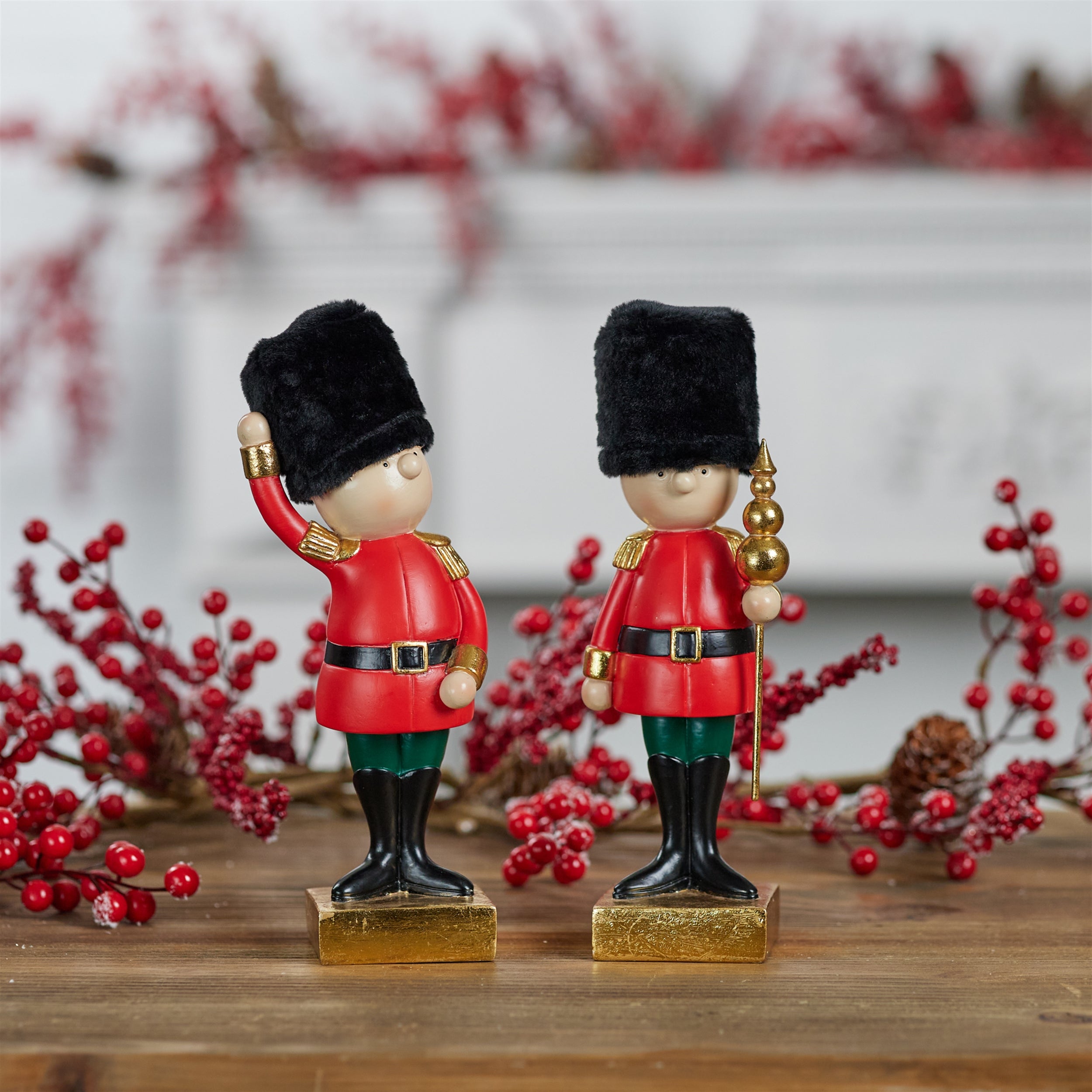 Holiday Nutcracker Soldier Figurine, Set of 2